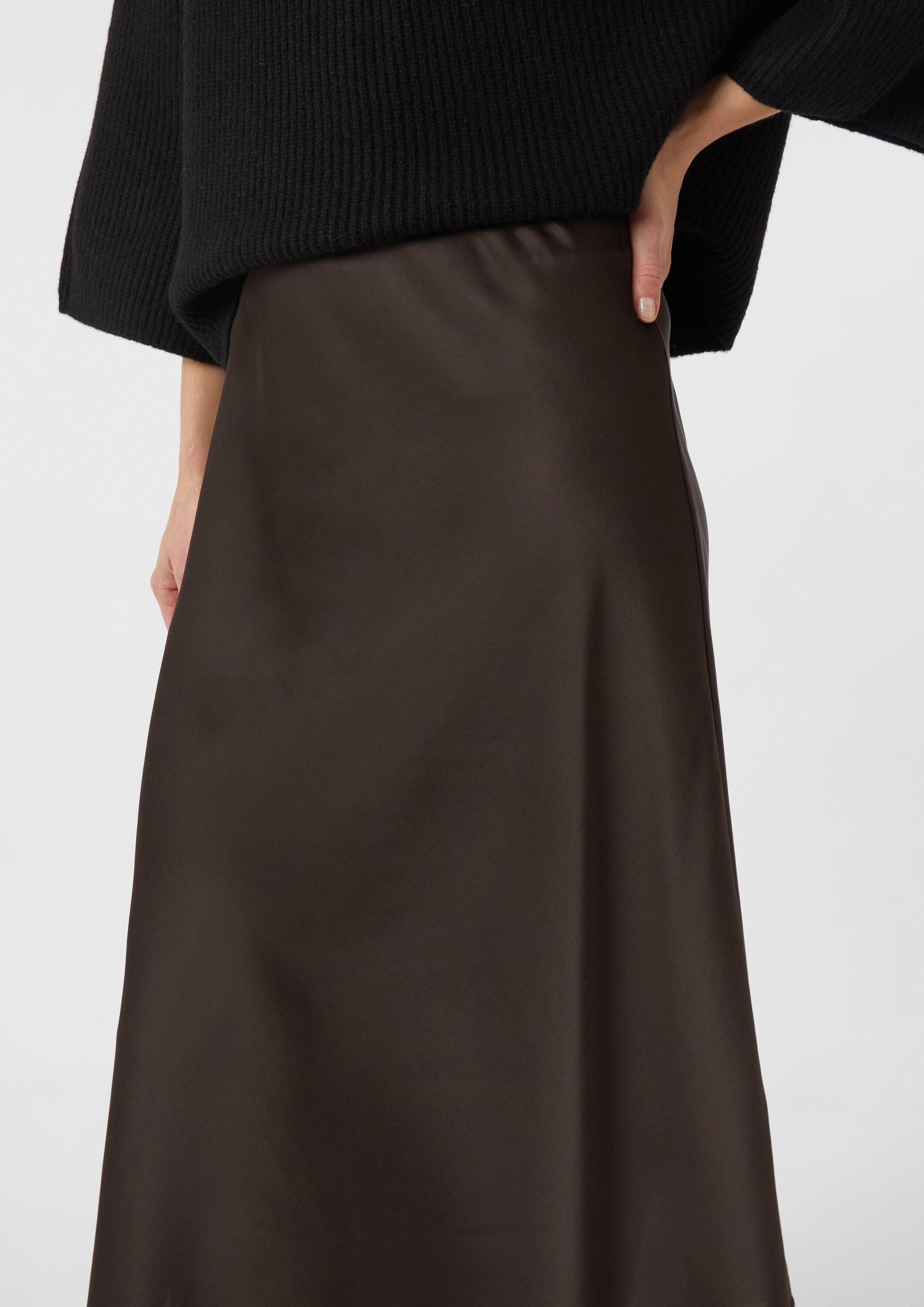 comma Maxirock Rock Fließender Satinrock in Midi-Länge