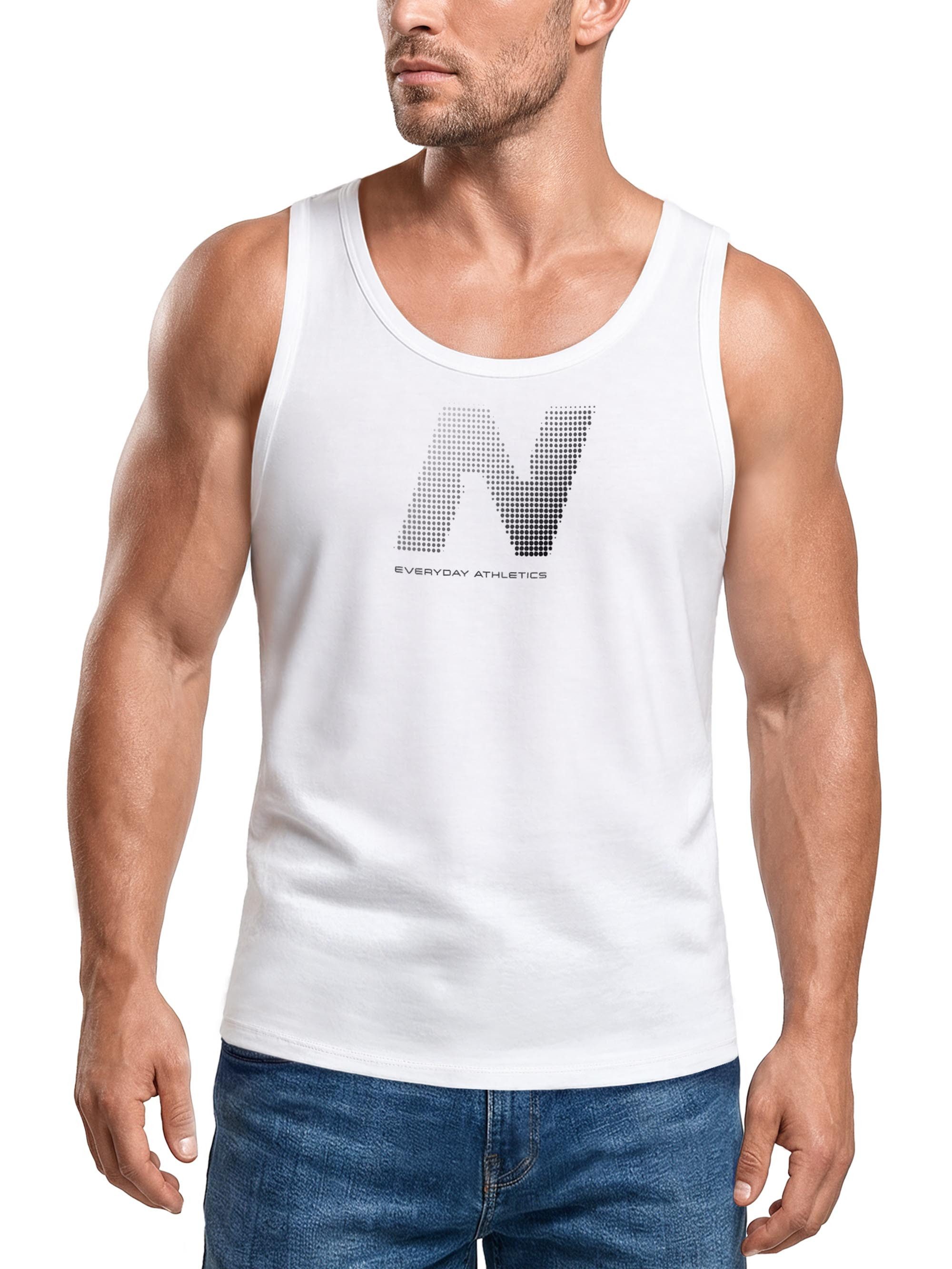 Neverless Tanktop Tanktop Herren mit Grafik-Print - Halftone - Trägershirt Baumwolle mit Print