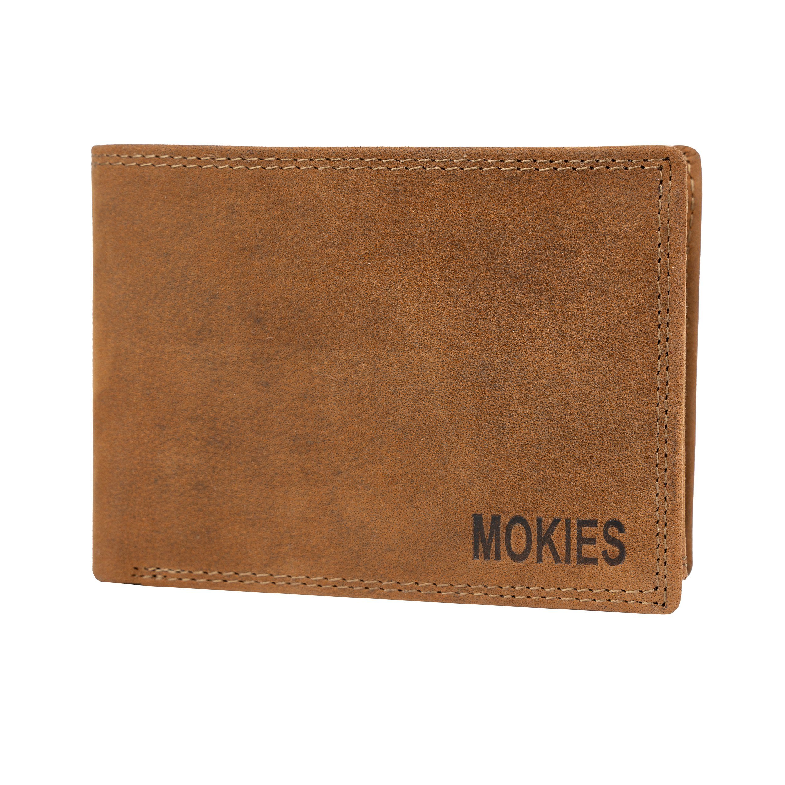 MOKIES Geldbörse Herren Portemonnaie G305 Nappa (querformat), 100% Echt-Leder, RFID-Schutz, Nappa-Leder, GESCHENKBOX