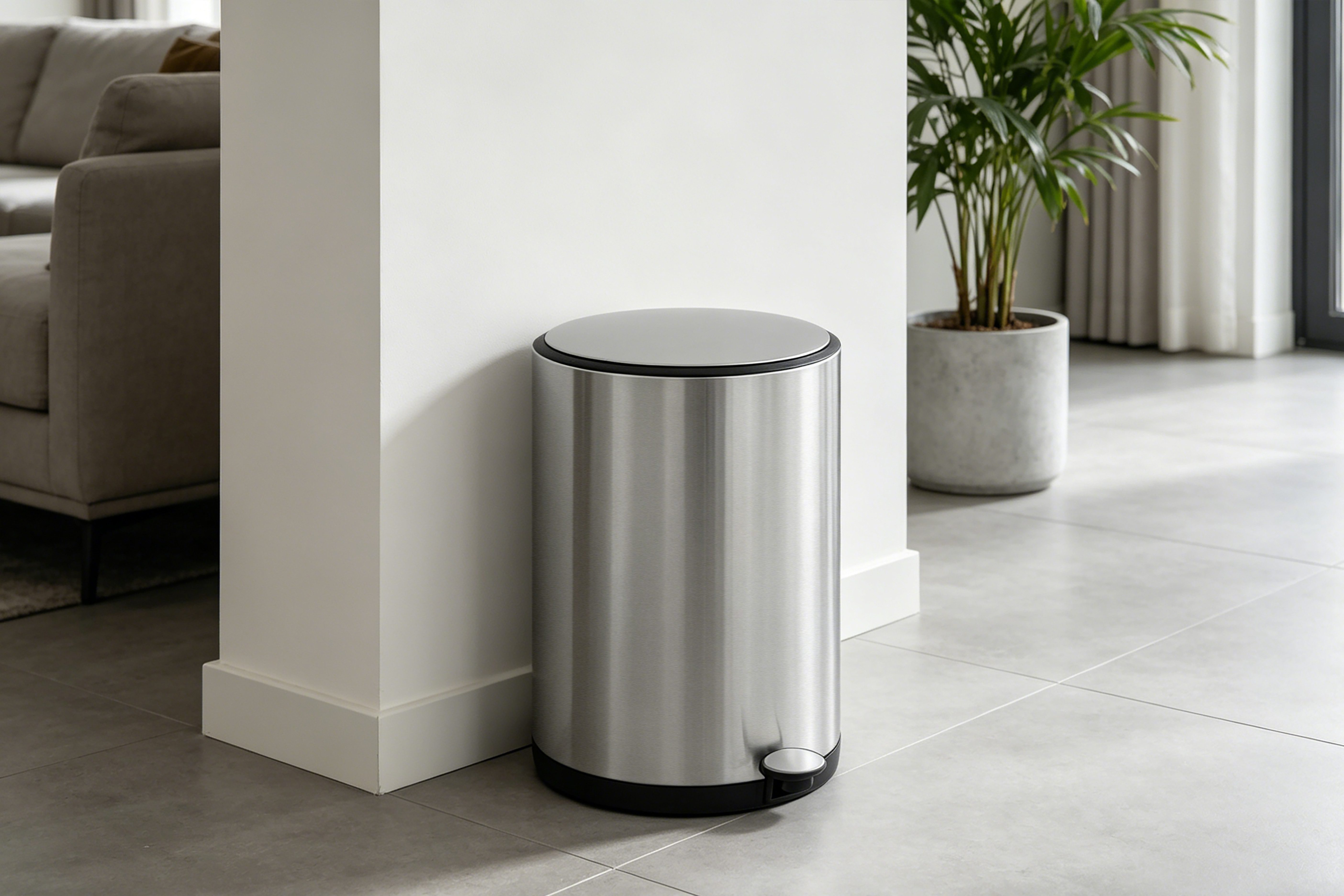 OTTO home Mülleimer Lennu, Soft Close, versteckter Griff, moderner Treteimer für Küche oder Bad, Abfalleimer mit Deckel