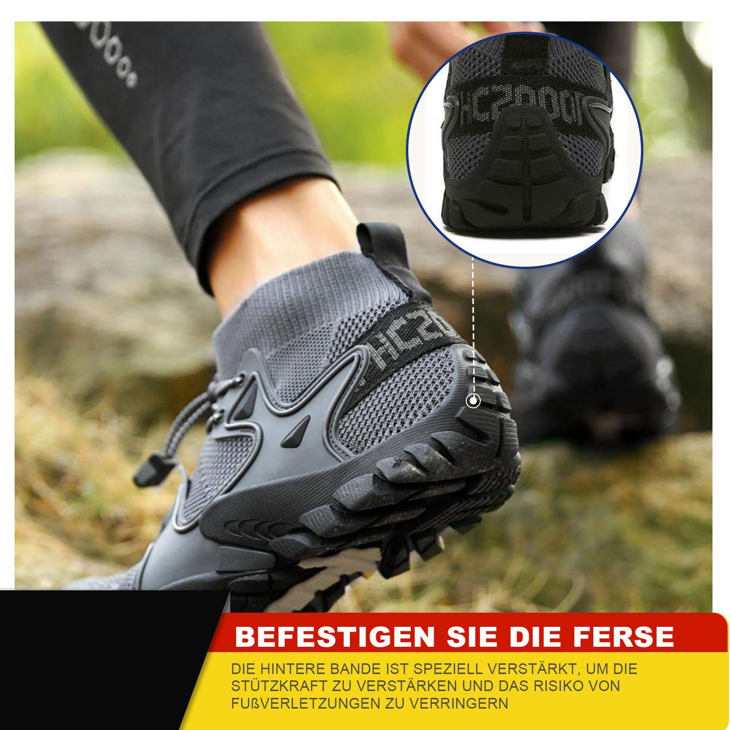 MAGICSHE Wasserschuhe Minimalschuhe die dunkelgrau für Barfußschuh biegsamer Laufsohle extrem Fitnessschuhen von Maschinenwäsche mit Geeignet