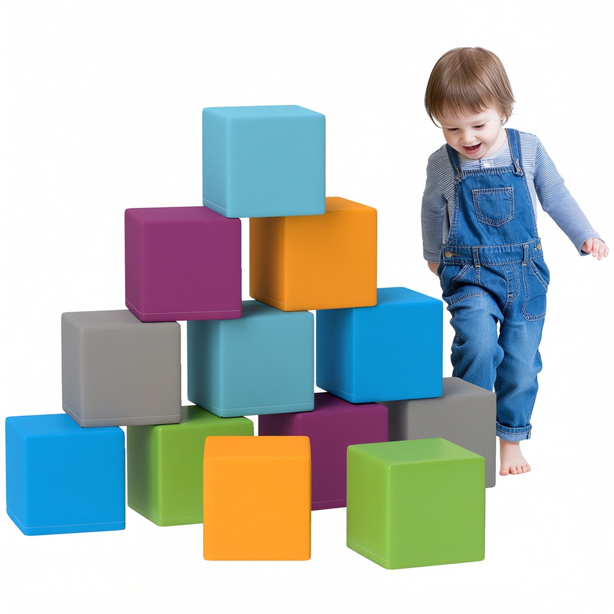 HOMCOM Softbausteine Riesenbausteine Bausteinset Rot+Gelb Spielbausteine, (Bauspielzeug, 12 St., Schaumstoff Bausteine), Schaumstoffblöcke für 1-3 Jahre alt Kinder
