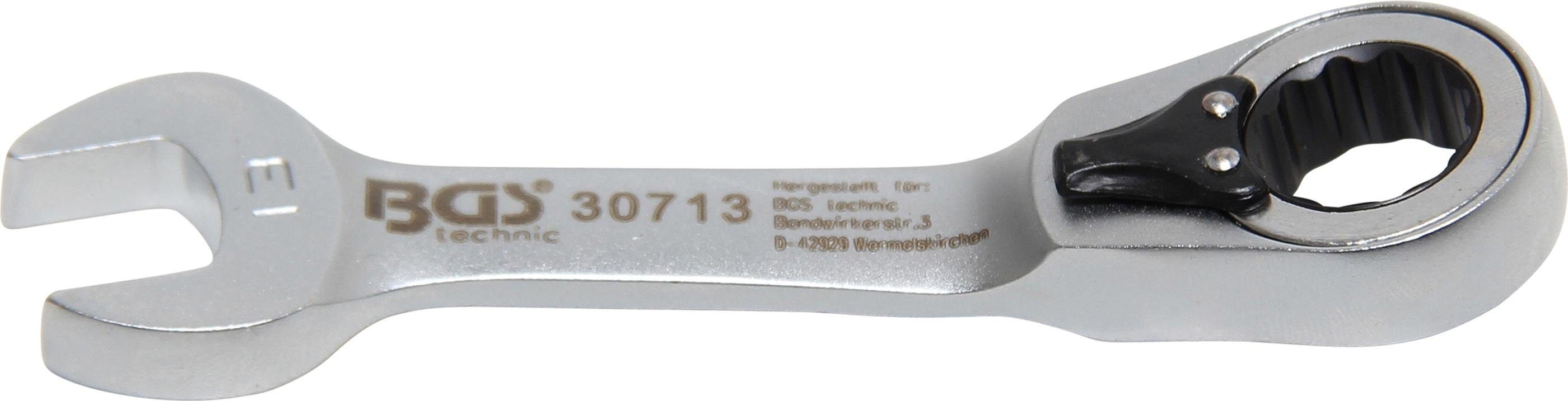 BGS technic Stecknuss Ratschenring-Maulschlüssel, kurz, umschaltbar, SW 13 mm