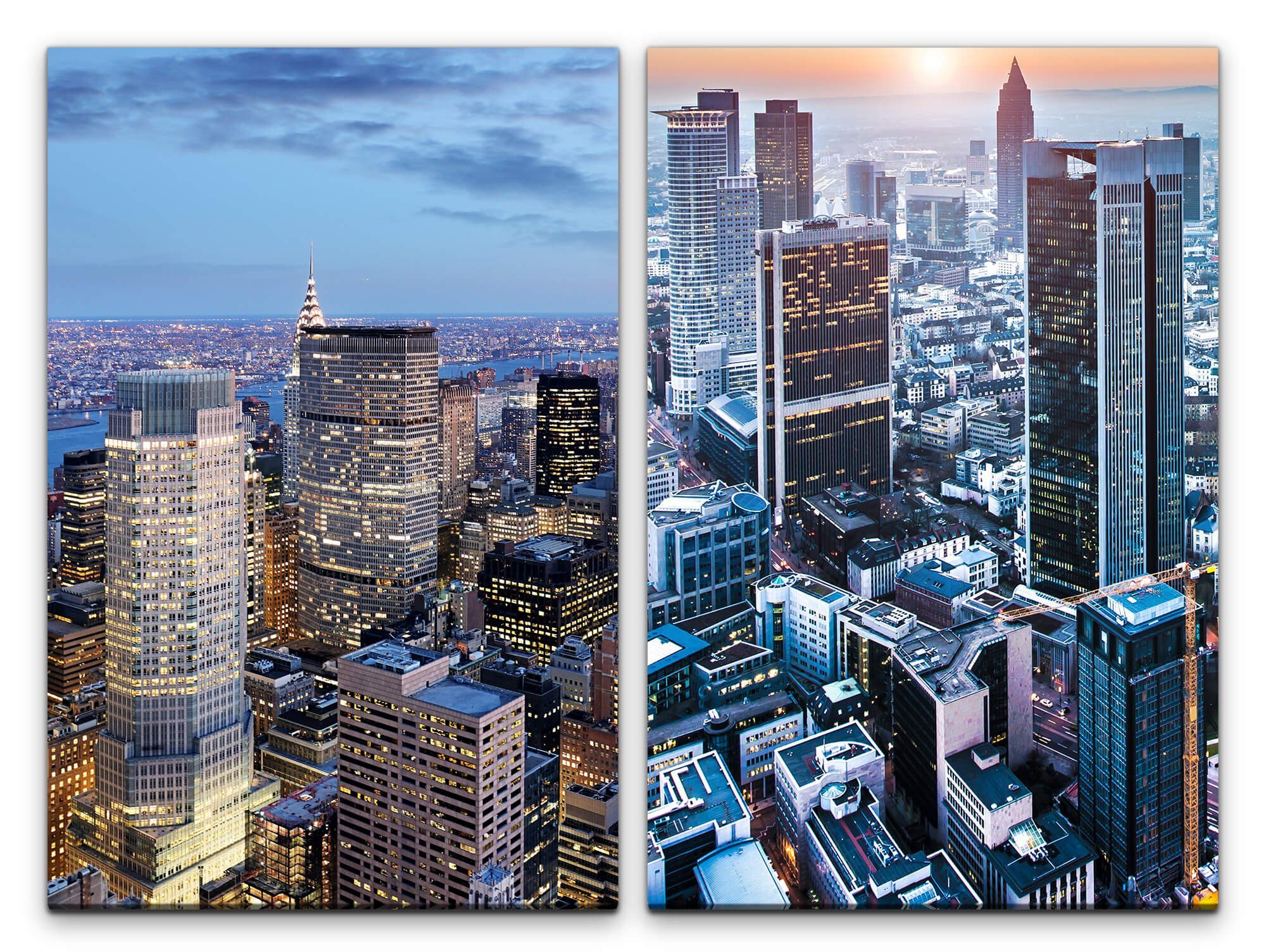 Sinus Art Leinwandbild 2 Bilder je 60x90cm New York Manhattan Wolkenkratzer Skyline Architektur Mega City Großstadt