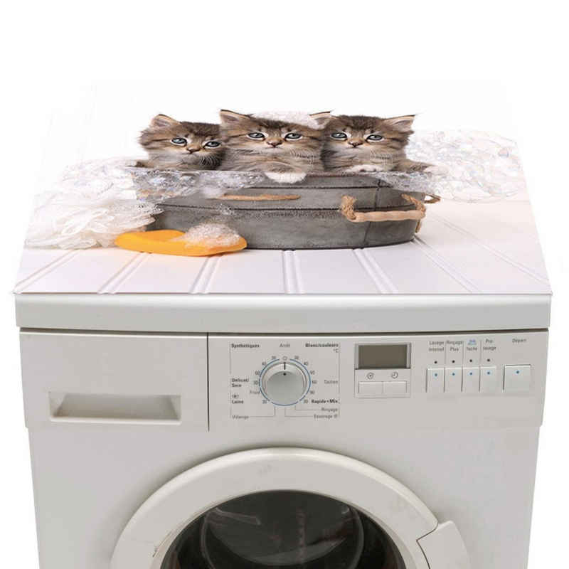 Sanixa Dekomatte Matte Waschmaschine Trockner Auflage waschbar Abdeckung, Zubehör für Waschmaschine Trockner, Waschmaschinenauflage Katzen Kunststoff 60 cm Antirutsch Matte