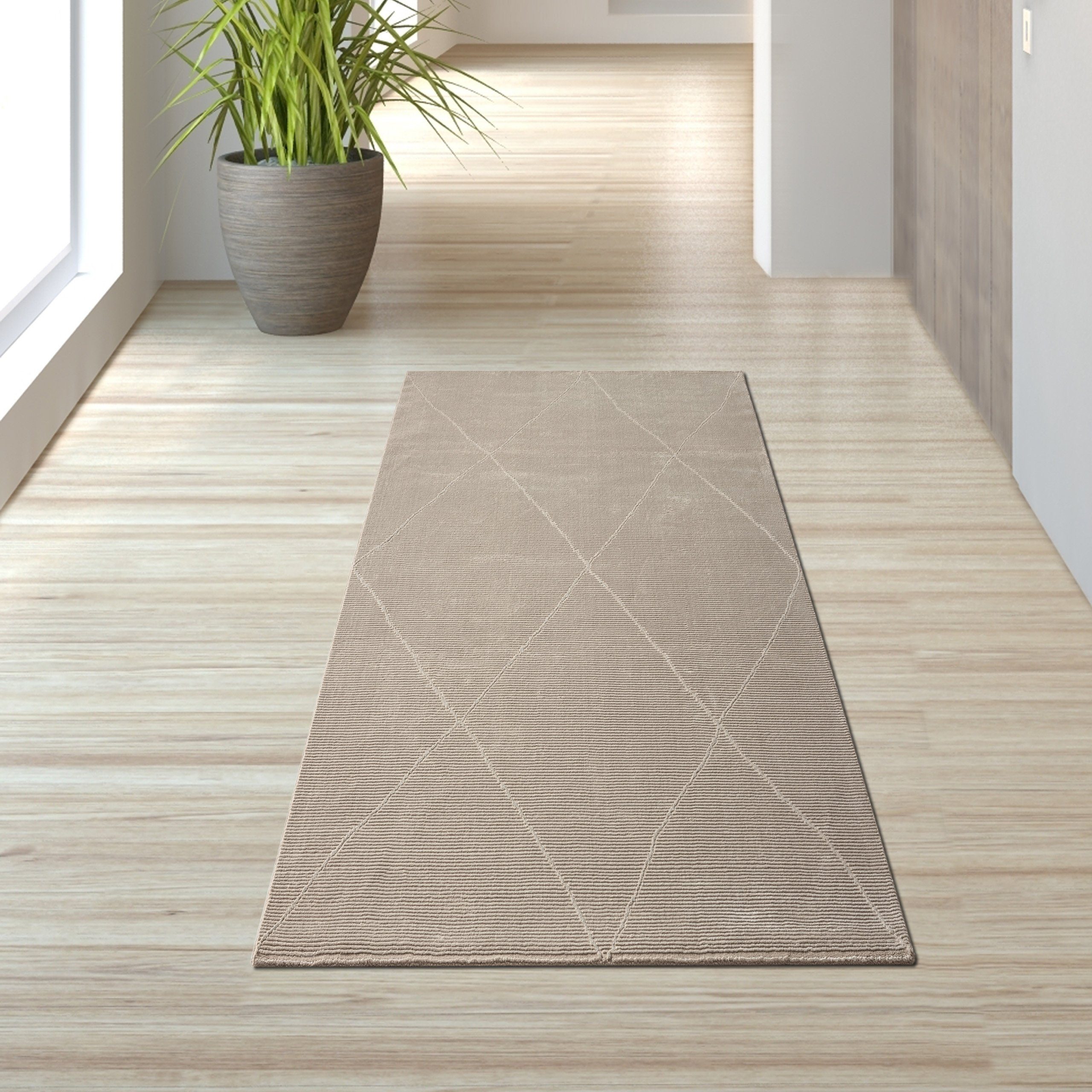 TeppichHome24 Teppich Recycle Teppich mit Rauten in beige, rechteckig