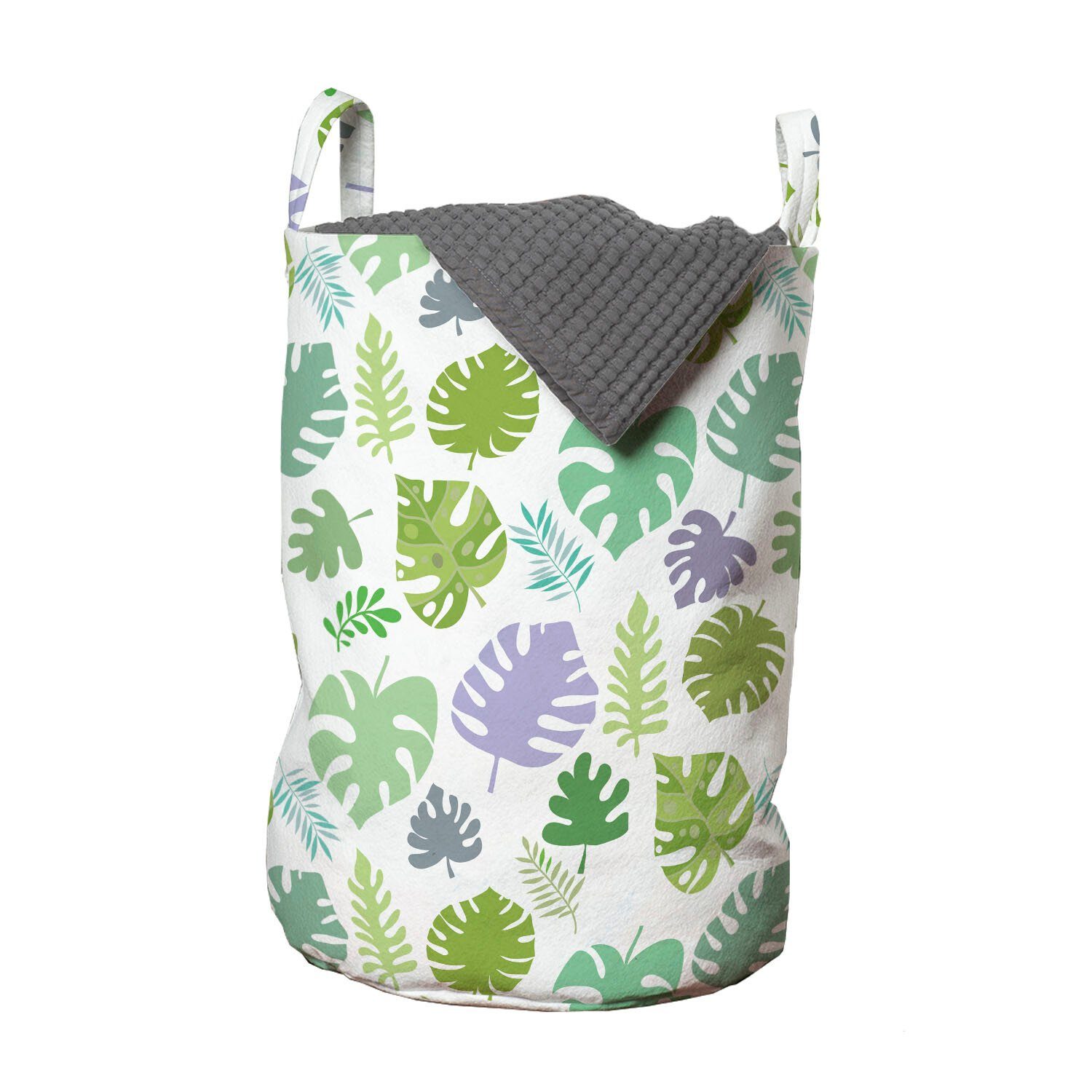 Abakuhaus Wäschesäckchen Wäschekorb mit Griffen Kordelzugverschluss für Waschsalons, Philodendron Sommer-Blätter