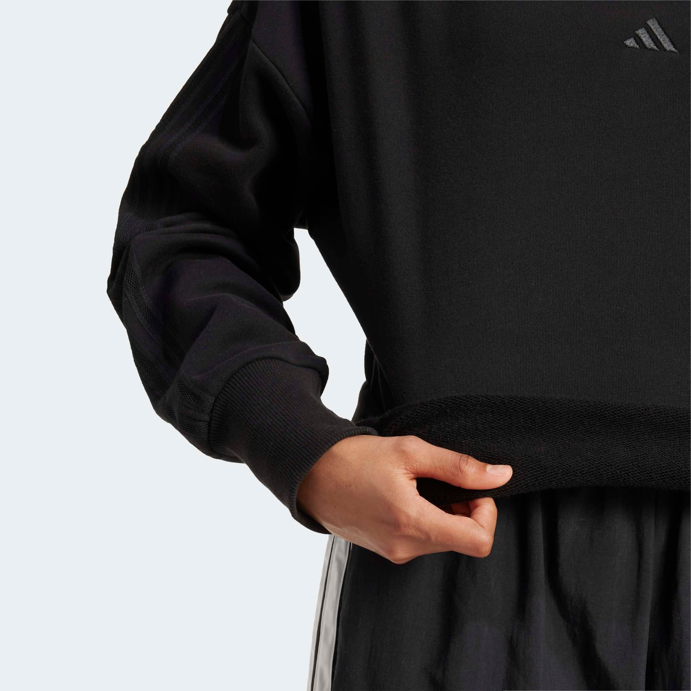 adidas Sportswear Sweatshirt SEASONAL ESSENTIALS 3-STREIFEN sportlicher Stil, Bootsausschnitt, aus French Terry