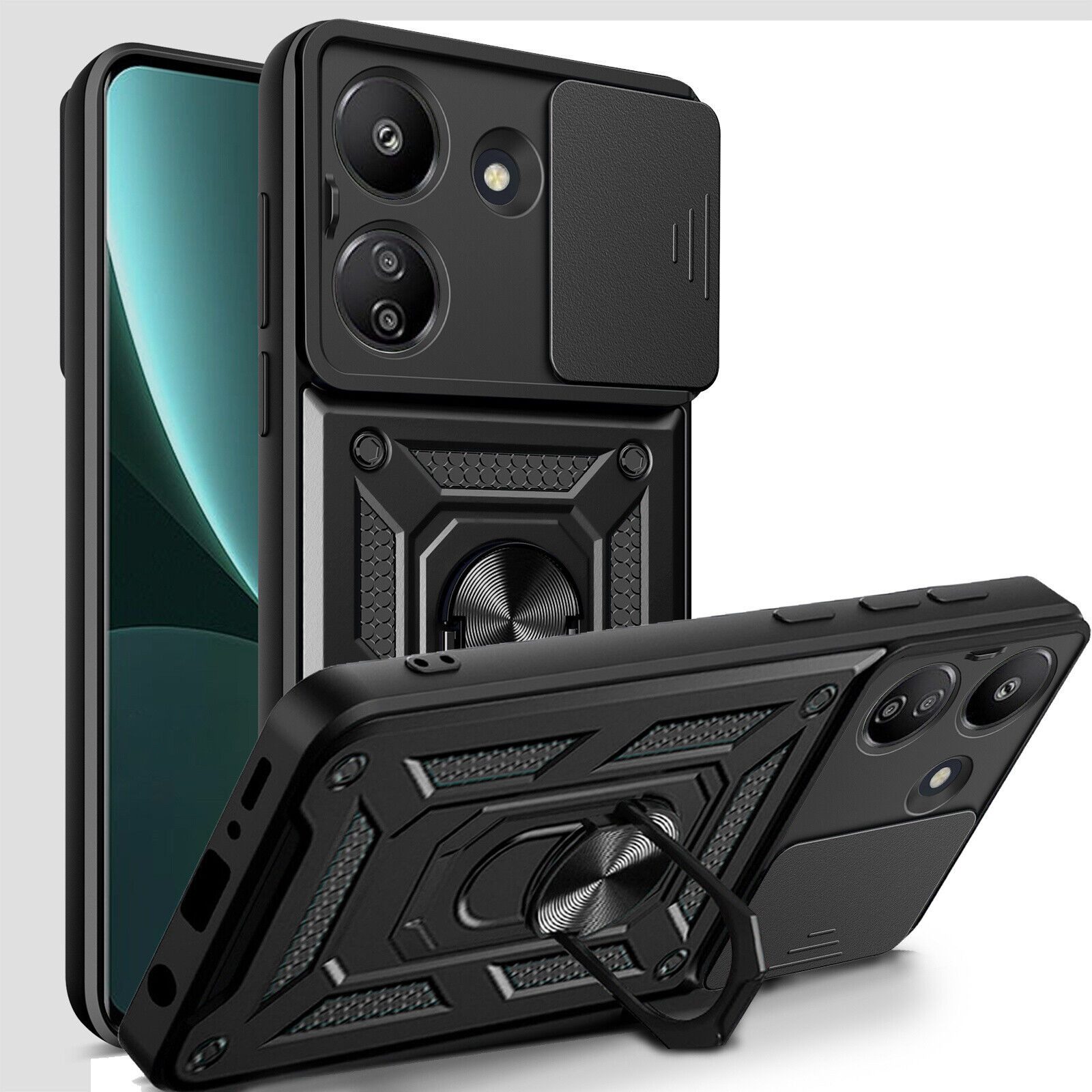 betterfon Handyhülle Panzerhülle für Xiaomi Redmi 13C / Poco C65 mit Kameraschutz, Outdoorhülle mit Smartstand Kameraschutz und Silikonkern