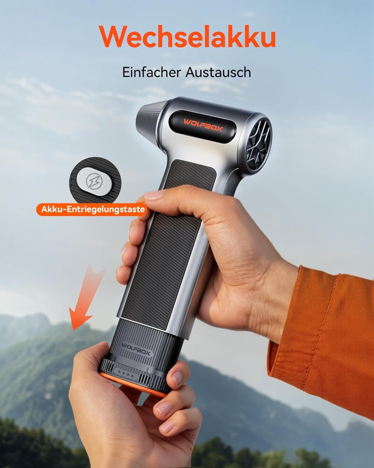 WOLFBOX Akku-Handstaubsauger MF200 Elektrisches Staubgebläse, 87.5 m/s Air Duster Kabellos