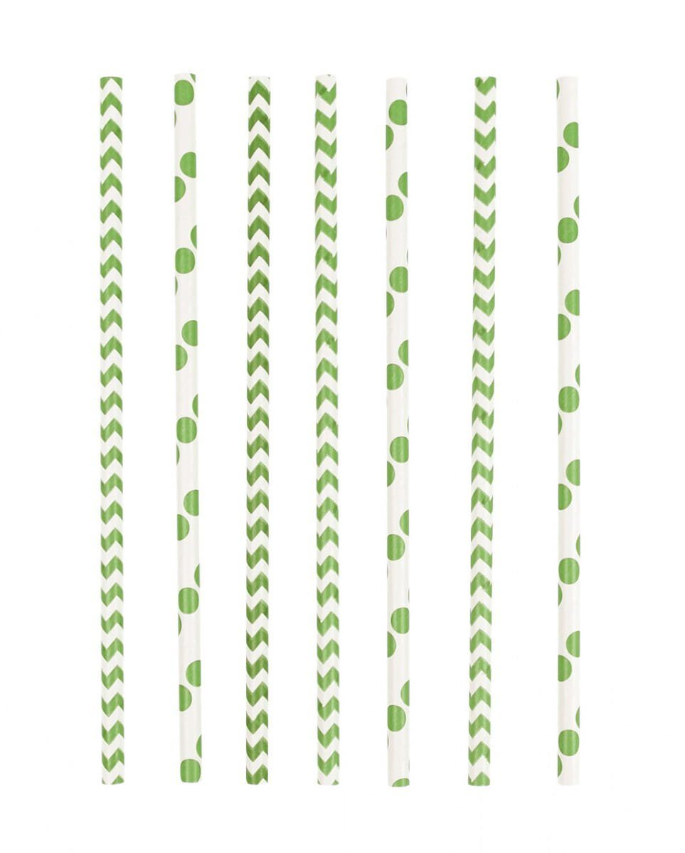 Horror-Shop Einweggeschirr-Set Grüne Party Strohhalme aus Papier 24 Stück, Papier