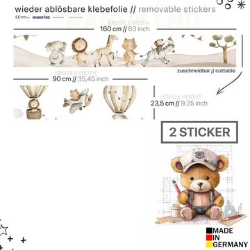 WANDKIND Wandtattoo Aufkleber für IKEA KURA Kinderbett Safaritiere (Ohne Möbel) IKB505, wieder ablösbar