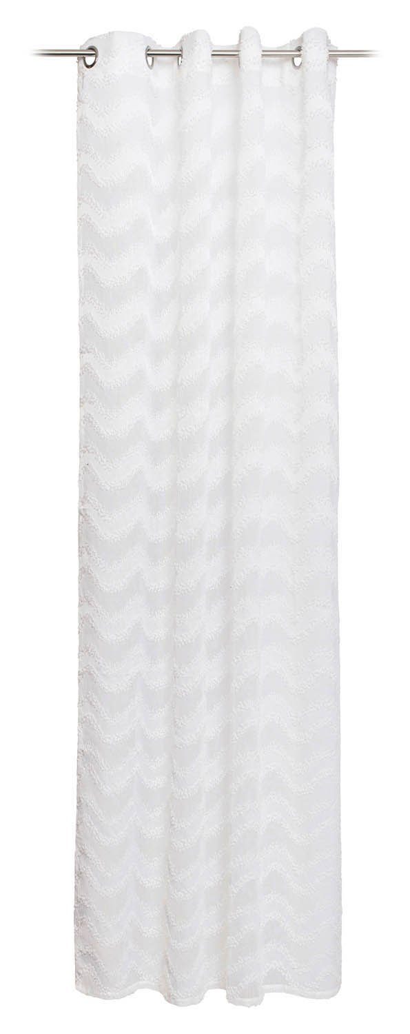 Gözze Vorhang WAVE, Ösenvorhang, Weiß, L 245 cm x B 140 cm, Ösen, halbtransparent