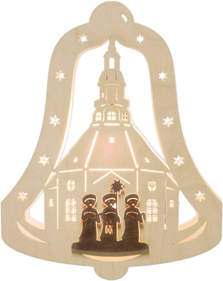 Weigla Warmweiß, Weihnachtsdeko, wechselbar, Kurrendesänger, Glocke eingerahmt Motiv in LED Dekolicht