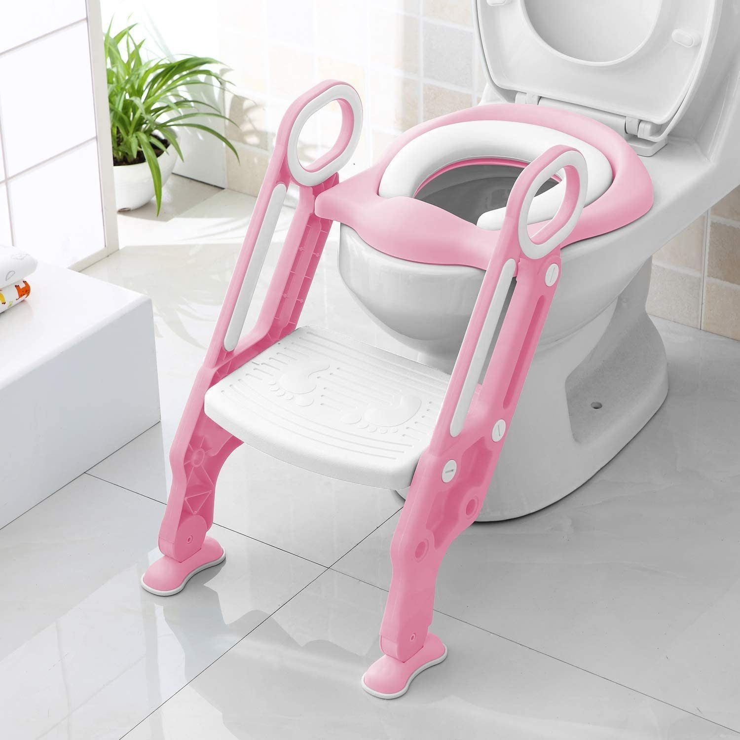 Toilettentrainer Toilettensitz mit Treppe WC Sitz Kinder Toilettenstuhl Sitz 