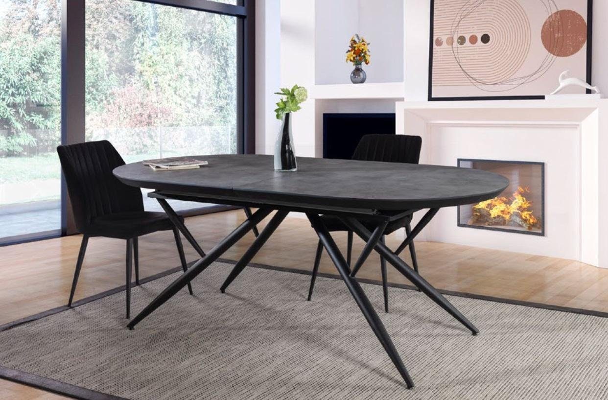 JVmoebel Esstisch Grauer Holz Ausziehtisch in eleganter Steinoptik mit Edelstahlfüßen (Packung, 1-St., Nur Esstisch), Made in Europa