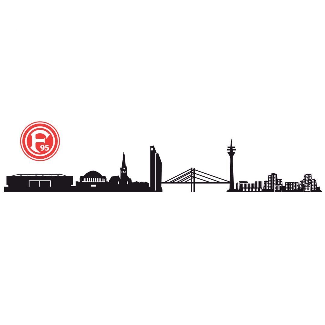 Fortuna Düsseldorf Wandtattoo Fußball Fortuna Düsseldorf Skyline schwarz Logo Rot F95 Aufkleber, Wandbild selbstklebend, entfernbar