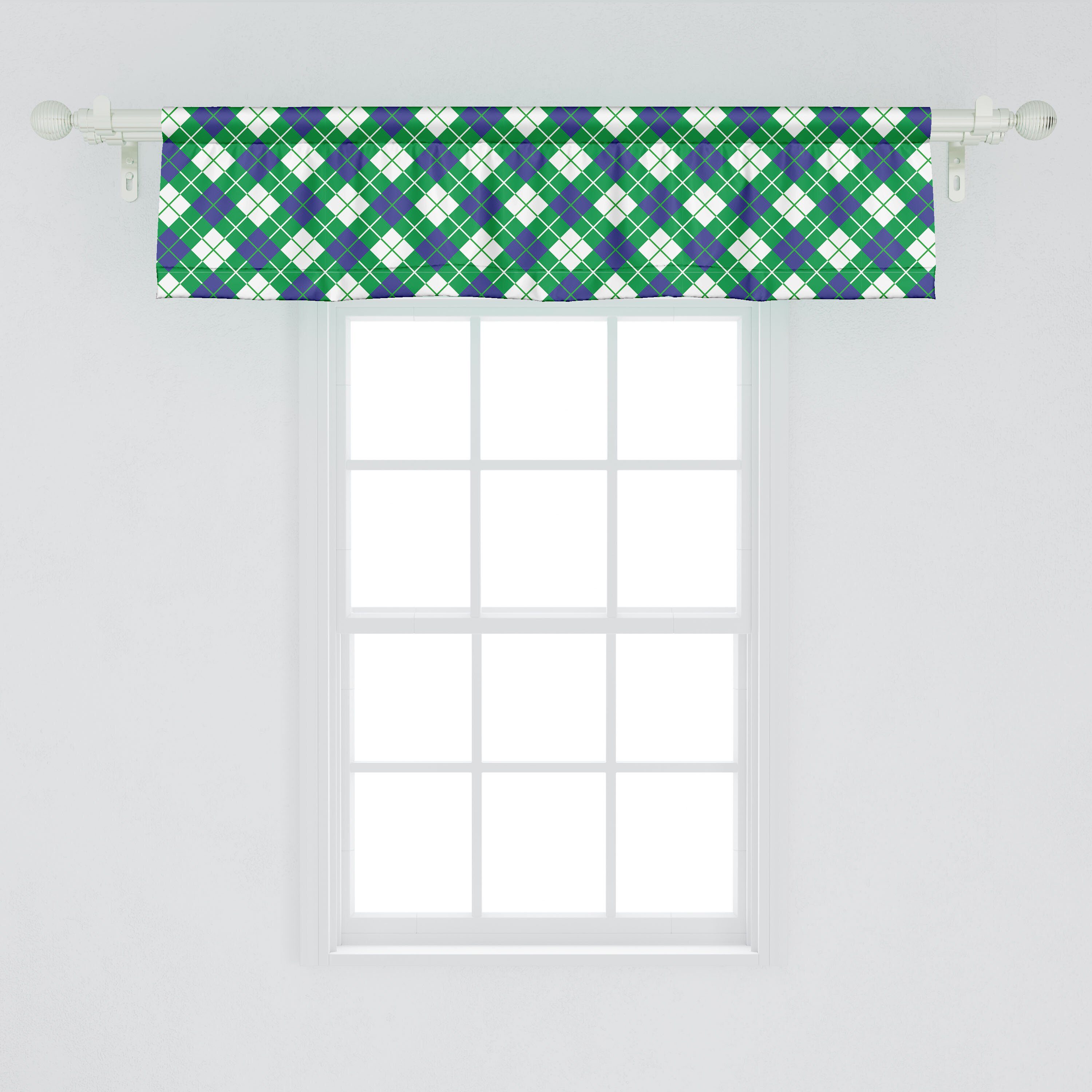 Scheibengardine Vorhang Microfaser, mit für Rauten-Muster Abakuhaus, Geometrisch Quadrate Volant Schlafzimmer Stangentasche, Küche Dekor in