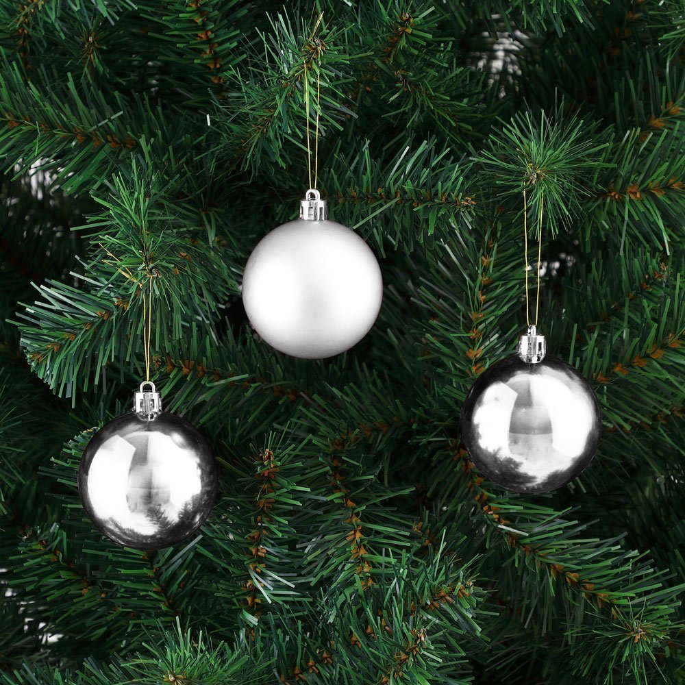Weihnachtsbaumkugel 54er Weihnachtsdeko Weihnachtskugeln Set Weihnachtsbaumkugeln St), Deuba Silber matt (54