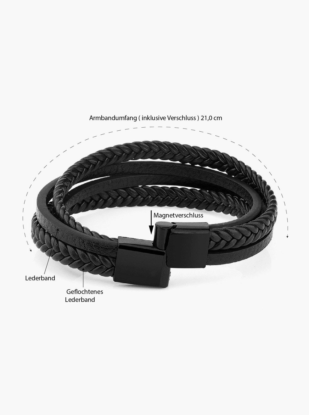 axy Lederarmband Herrenarmband Leder Armband mit Magnetverschluss (klassisch, elegant, casual, 1-tlg) – Bild 3 von 3