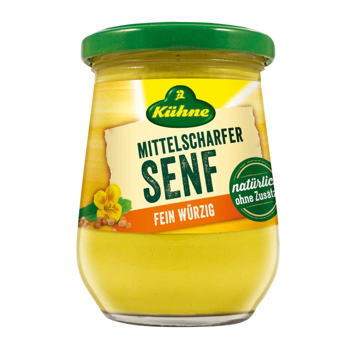 Kühne Saucen, Kühne Senf extra cremig mittelscharf fein würzig im Glas 250ml