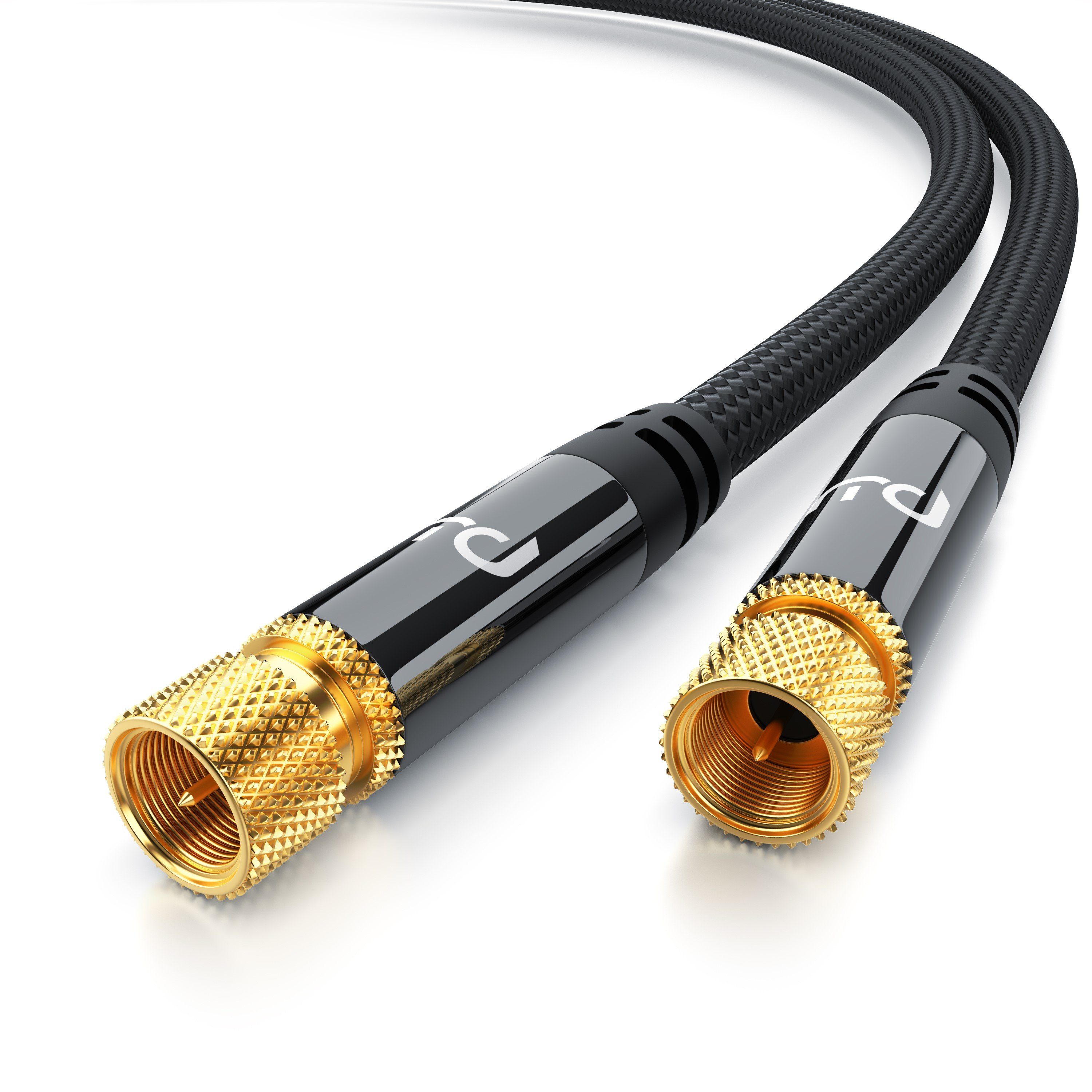 Primewire HDTV Satellitenkabel mit Stoffummantelung, 135Db 75 Ohm - 1m SAT-Kabel, F-Stecker, Koaxial (100 cm), geschirmt gegen Störsignale, für Sat-Schüssel, Receiver, Multischalter