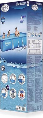 Bestway Pool Steel Pro Frame Pool-Set mit Filterpumpe, 300 x 201 x 66 cm, blau, eckig