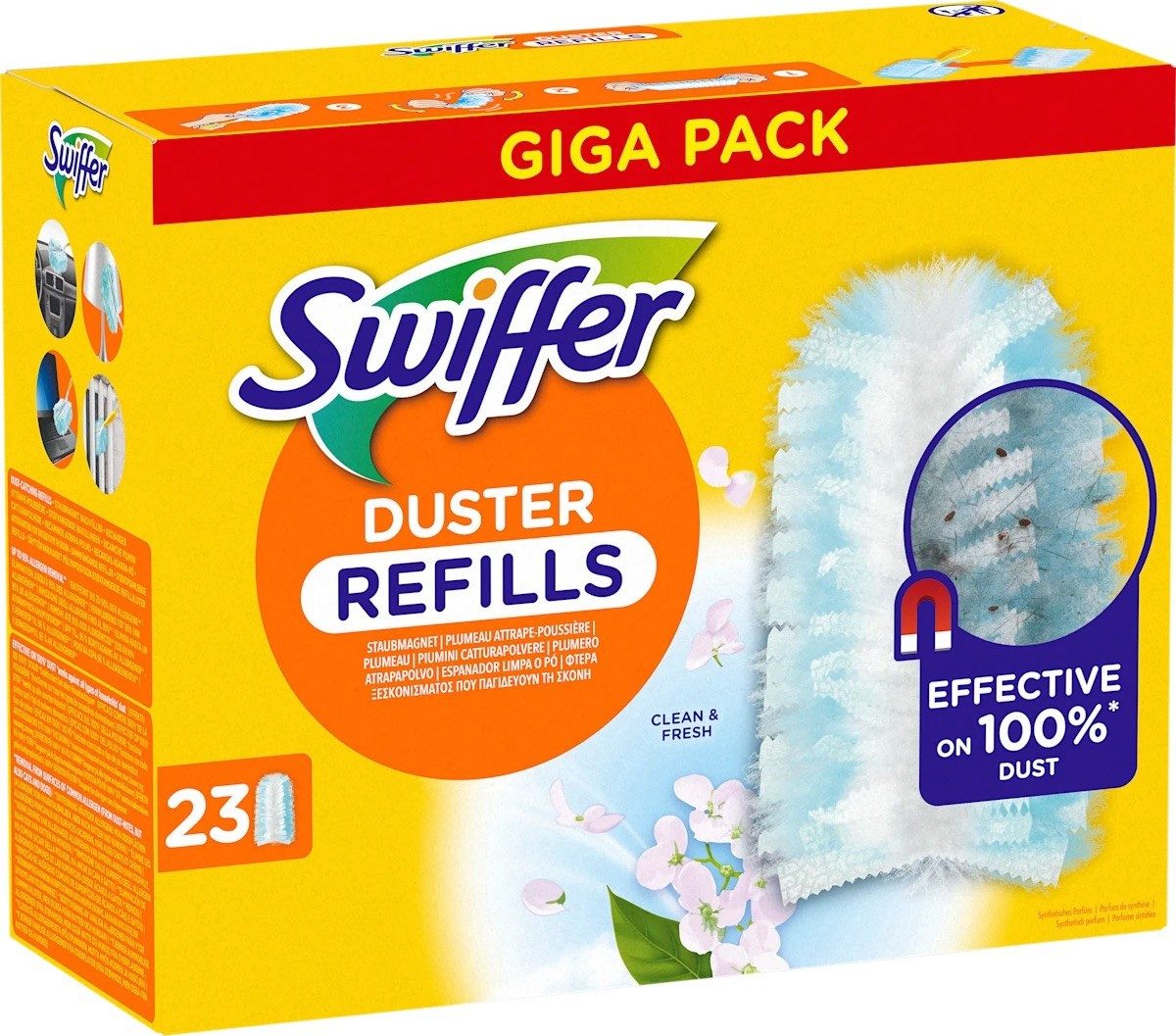 Swiffer Тряпки из перьев Swiffer Staubmagnet Nachfüllpackung Clean & Fresh 23er mit Duft (1-St)