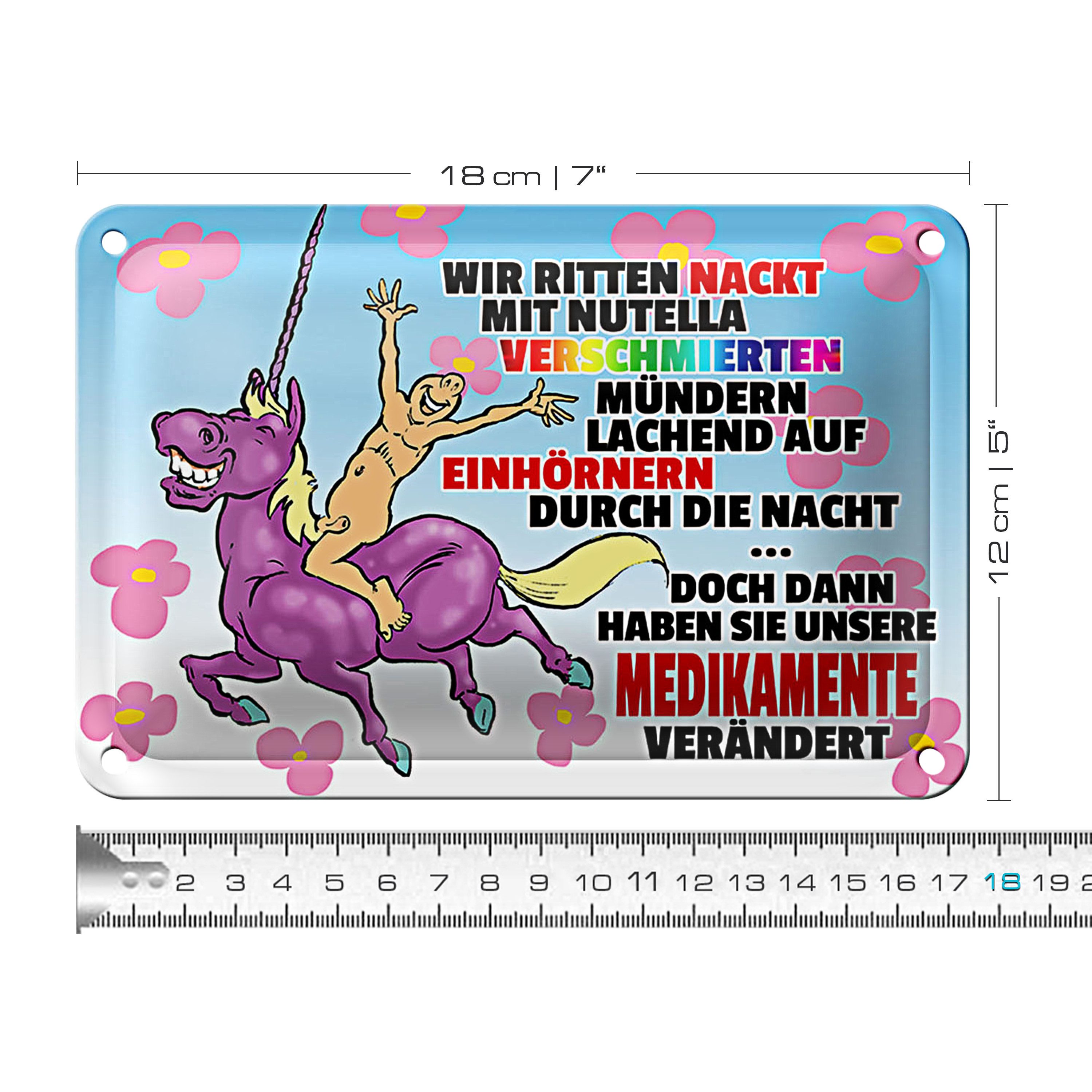 Roomando Metallschild Spruch 18x12cm doch dann Medikamente geändert