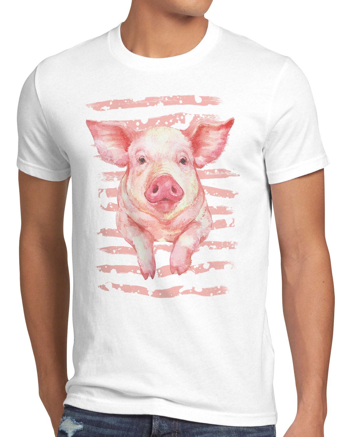 style3 Print-Shirt Herren T-Shirt Schwein hausschwein ferkel bauernhof