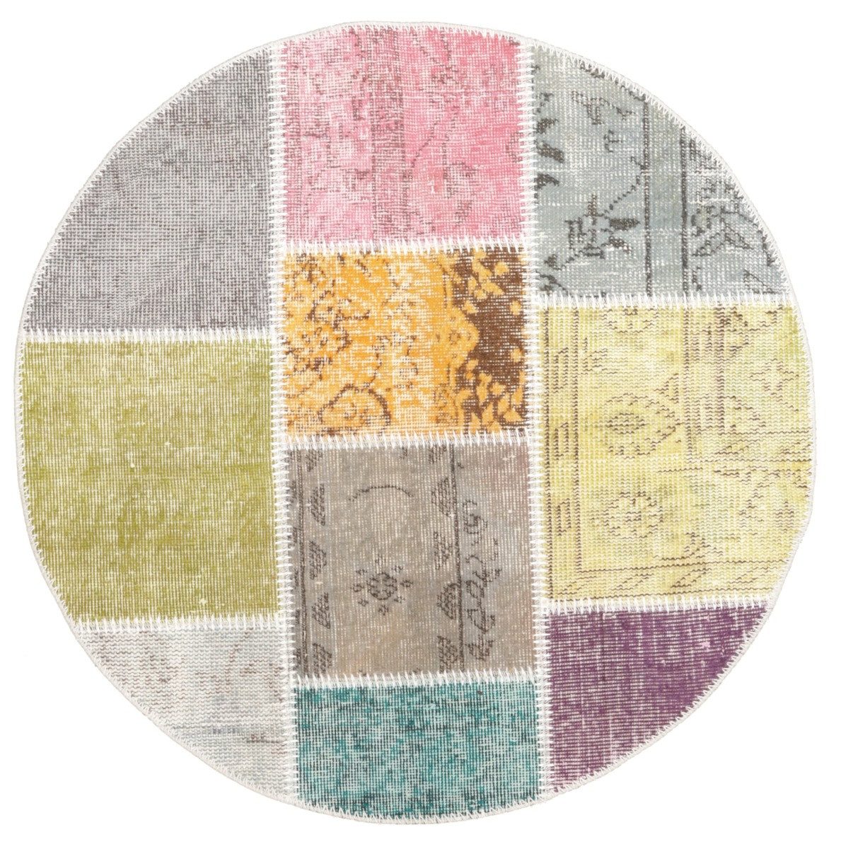Carpet Avenue Teppich Patchwork 100x100, Rund, Höhe: 8 mm
