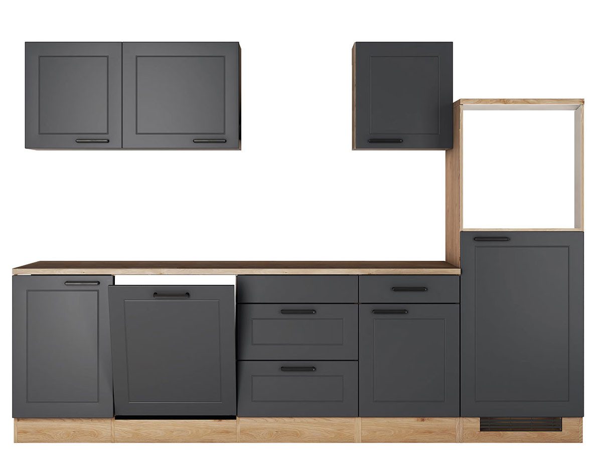 Flex-Well Küchenzeile Landhausküche Bruno, Anthrazit matt, ohne E-Geräte