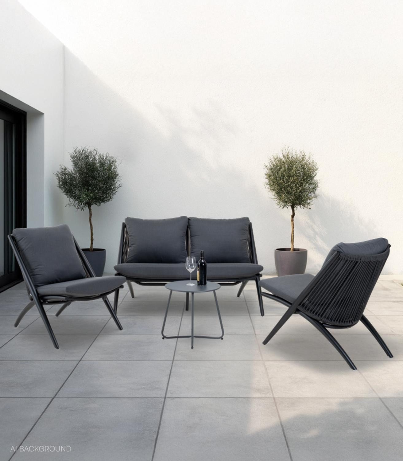 Bizzotto Gartenbank ALOHA, Aluminium, Anthrazit, B 144 cm, mit Kissen