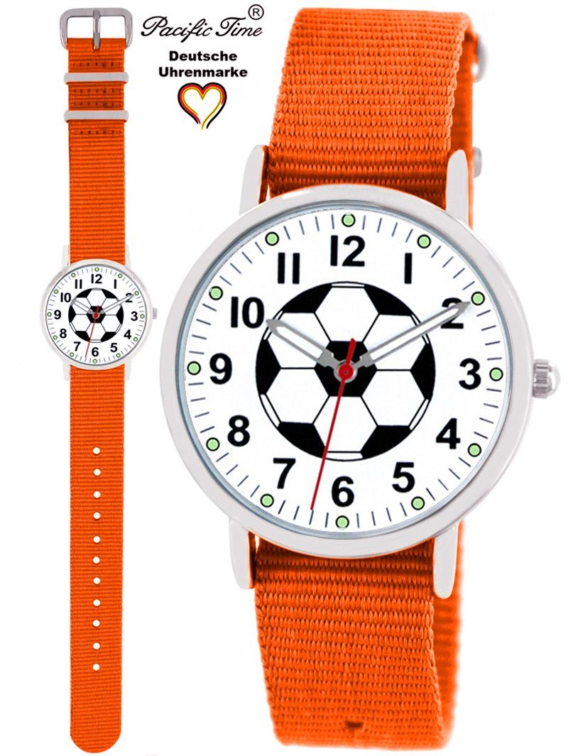 Pacific Time Quarzuhr Kinder Armbanduhr Fußball Wechselarmband, Mix und Match Design - Gratis Versand orange