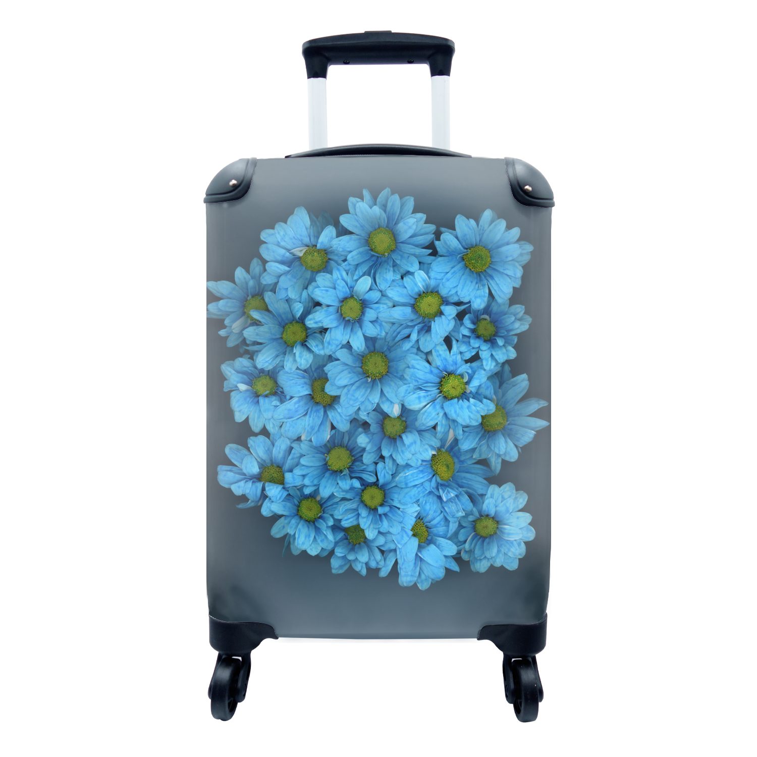 MuchoWow Handgepäckkoffer Blaue Gänseblümchen, 4 Rollen, Reisetasche mit rollen, Handgepäck für Ferien, Trolley, Reisekoffer