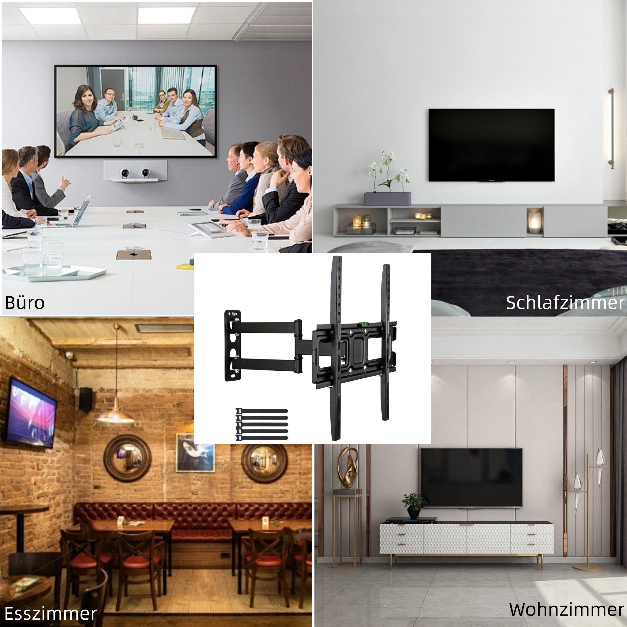 LALAHO TV-Wandhalterung TV Wandhalterung für 32-65zoll TV/Monitor mit Wasserwaage, (bis 65 Zoll, max.VESA 400x400mm mit Wasserwaage)