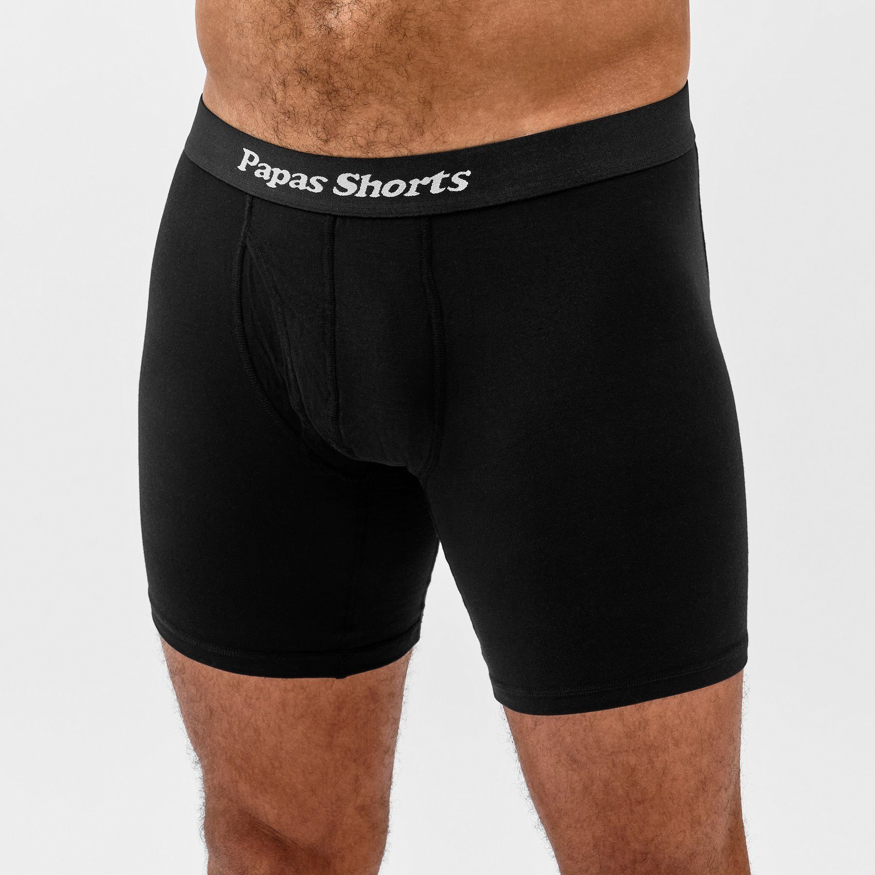 Papas Shorts Boxershorts Schwarze Buxe (Packung, 3er-Pack) aus weichem Modal mit extra Beinlänge gegen Zwicken im Schritt