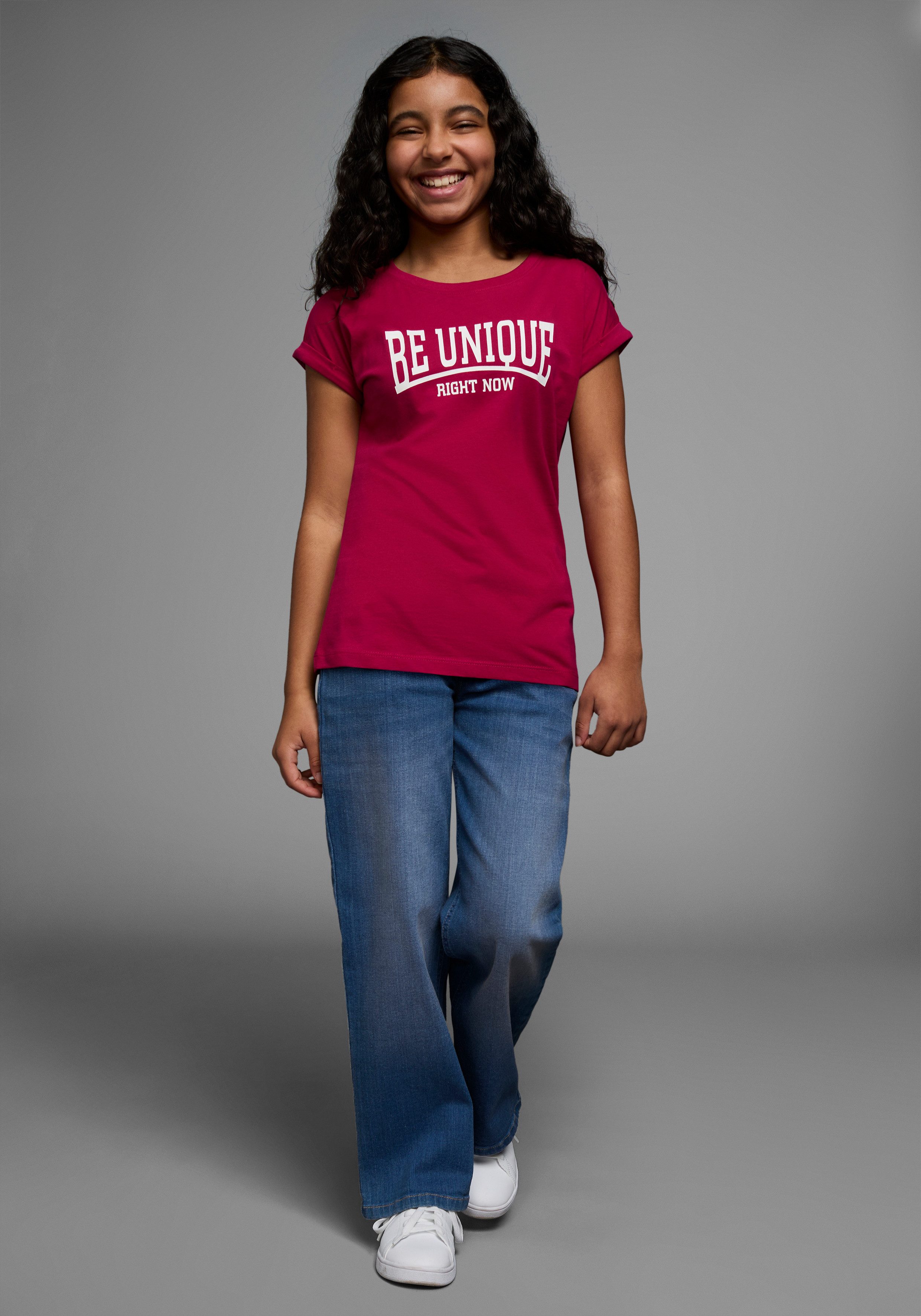 KIDSWORLD T-Shirt Be unique - right now kurzärmelig, bedruckt, Rundhalsausschnitt