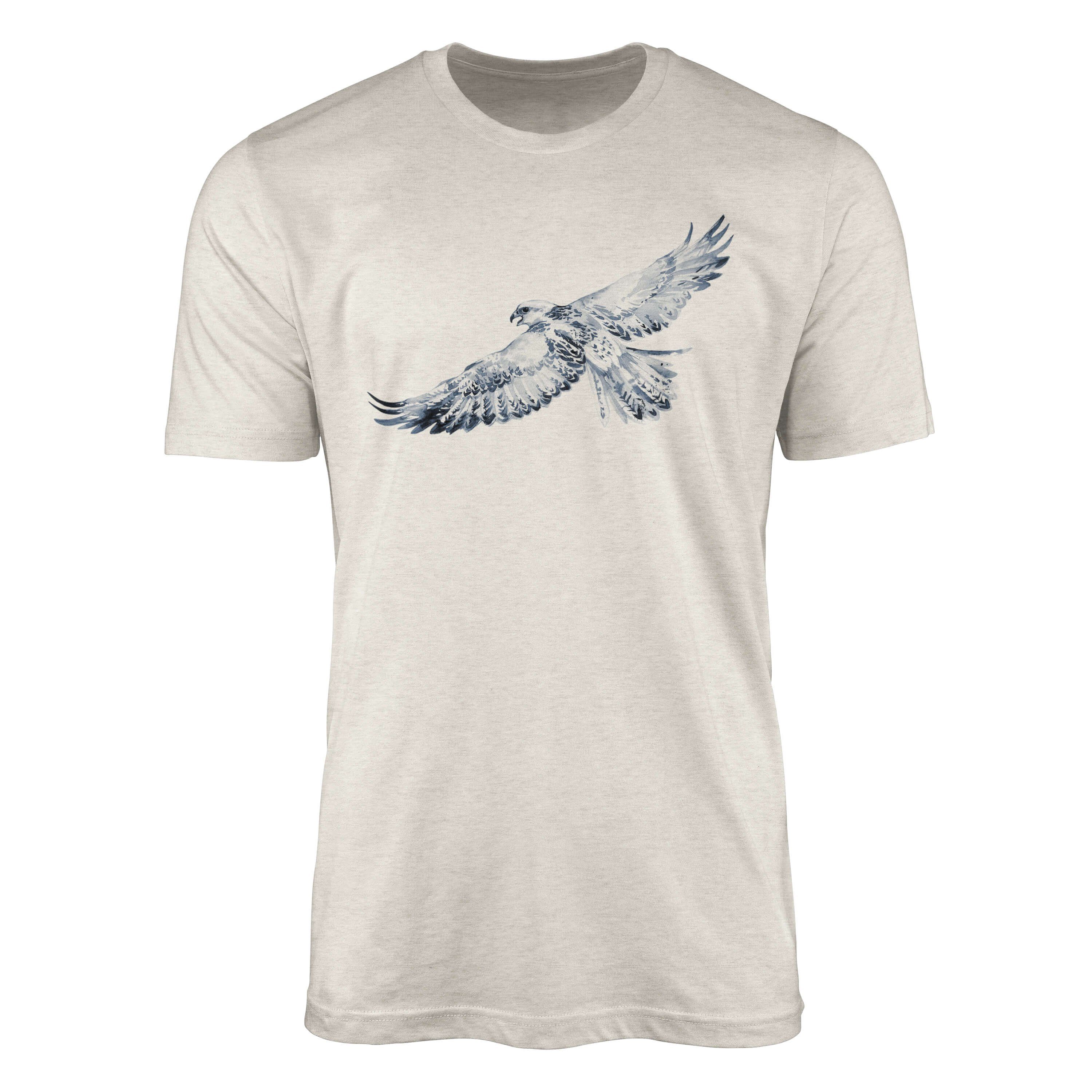 Sinus Art T-Shirt Herren Shirt Organic T-Shirt Aquarell Motiv Falke Bio-Baumwolle Ökomode Nachhaltig Farbe (1-tlg)
