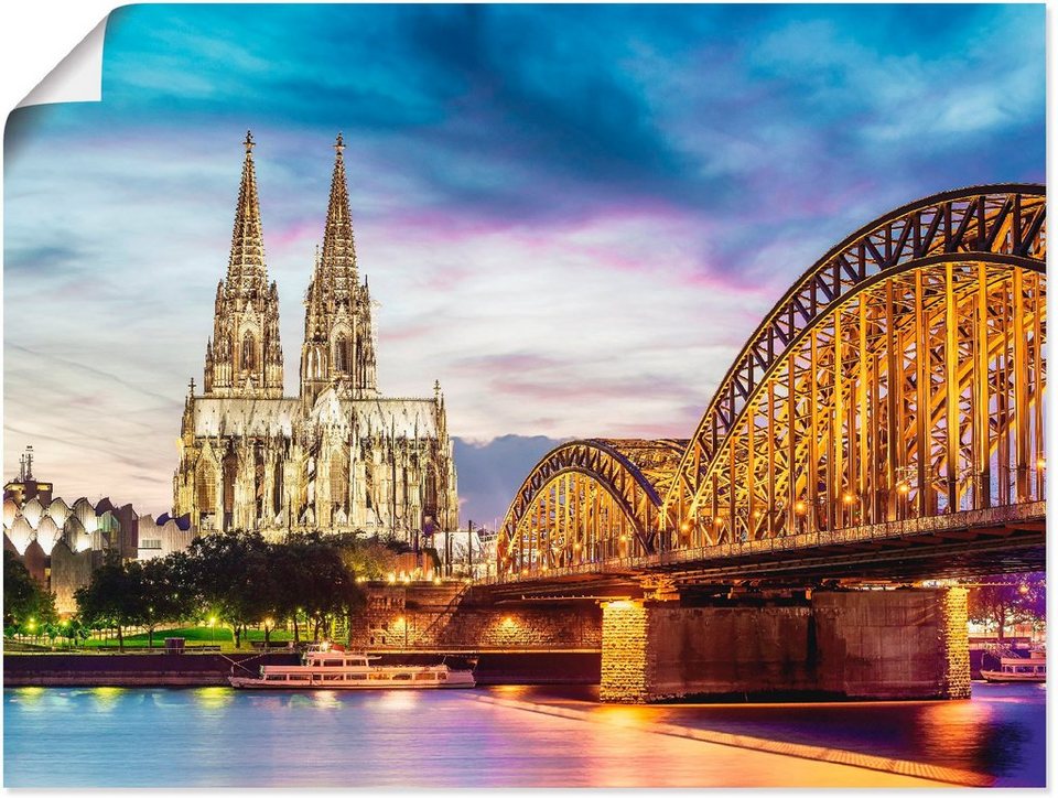 Alubild, versch. Deutschland und Artland als in Wandbild St), (1 Wandaufkleber Leinwandbild, Dom Größen Poster in Köln, oder Brücke