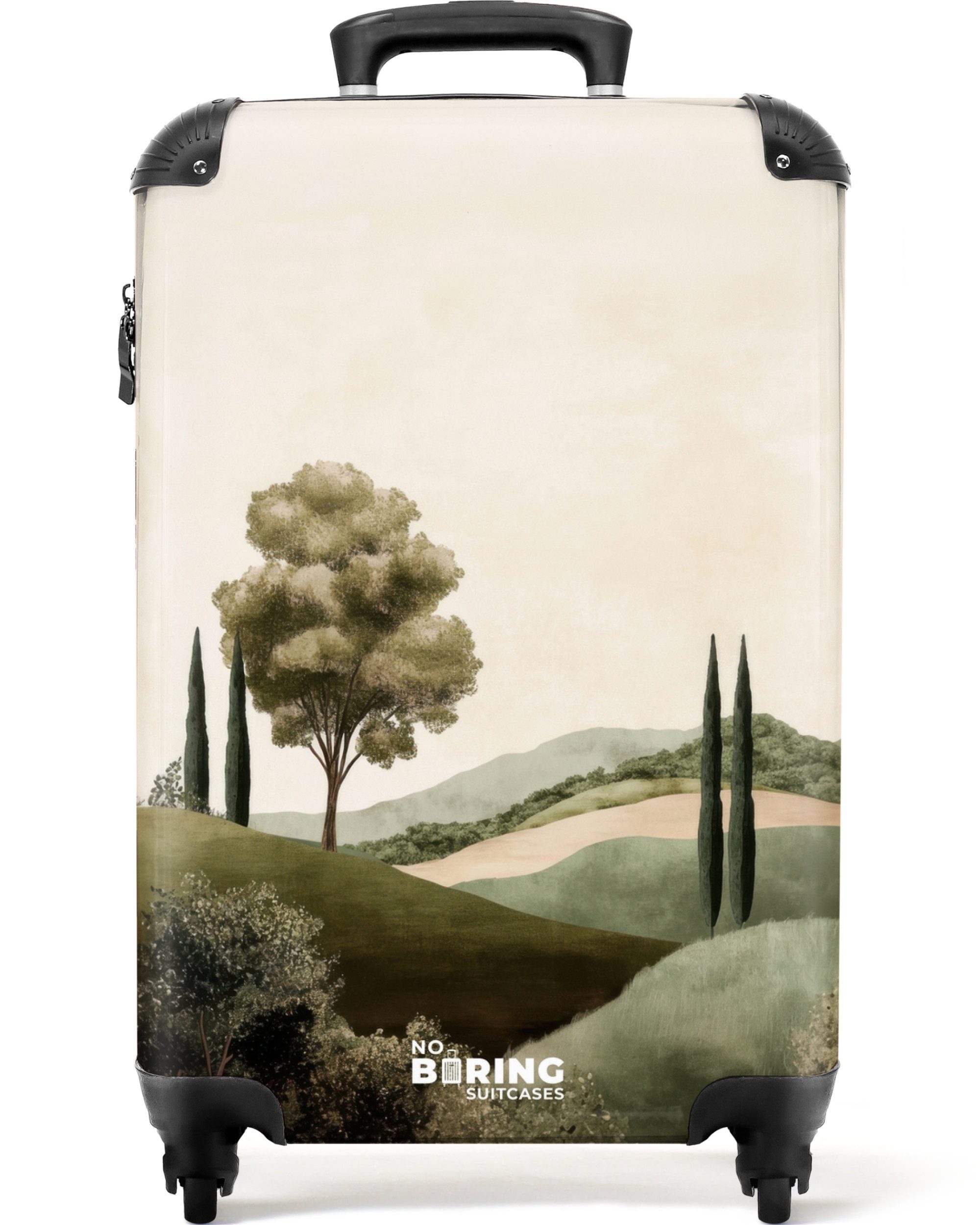 Hartschalen-Trolley Landschaft mit Hügeln in Beige und Grün 55x35x20cm