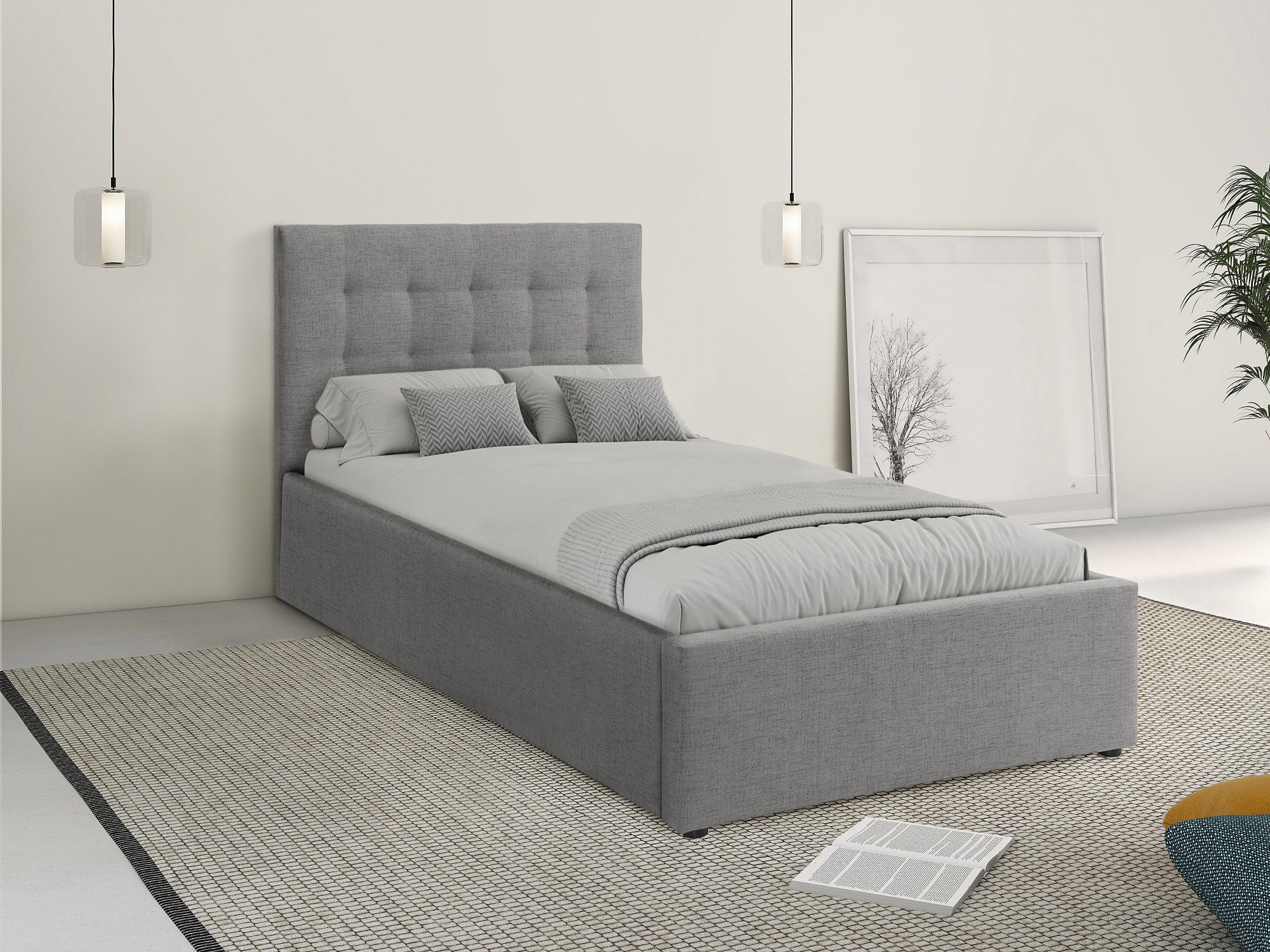 Home affaire Polsterbett Hamar, Knopfsteppung im Kopfteil, bis 250 KG belastbar (3 Breiten: 100cm/ 140cm/ 180cm), in verschiedenen Größen und Stoffen und Farben