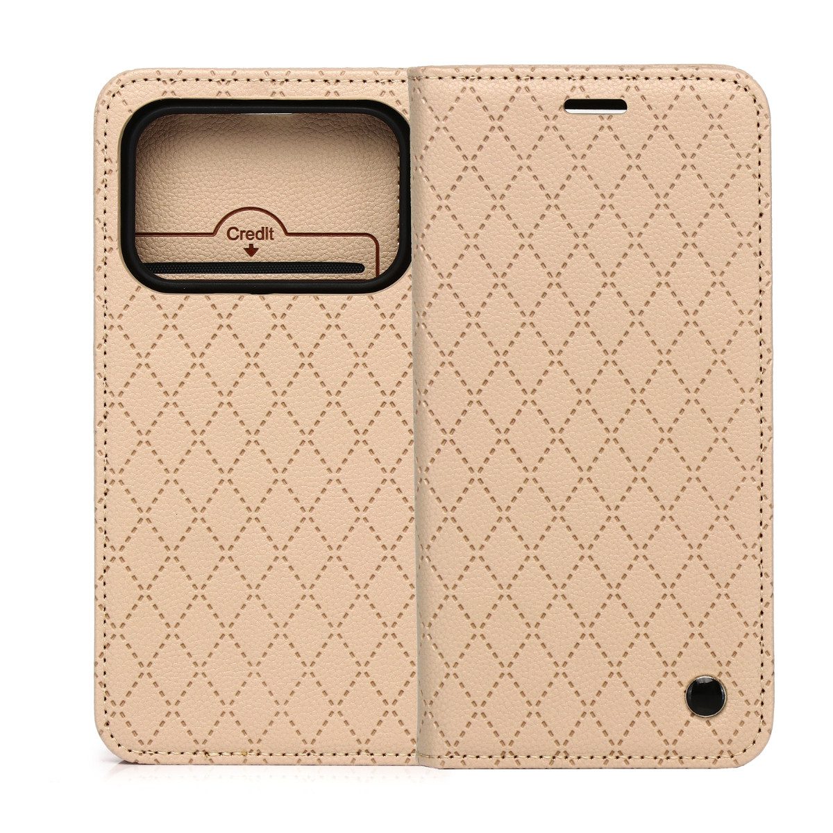 COFI 1453 Handyhülle Smart Caro für Honor Honor 600 Lite Beige Wallet Karomuster 6,6, Karomuster mit Kartenfach und Standfunktion