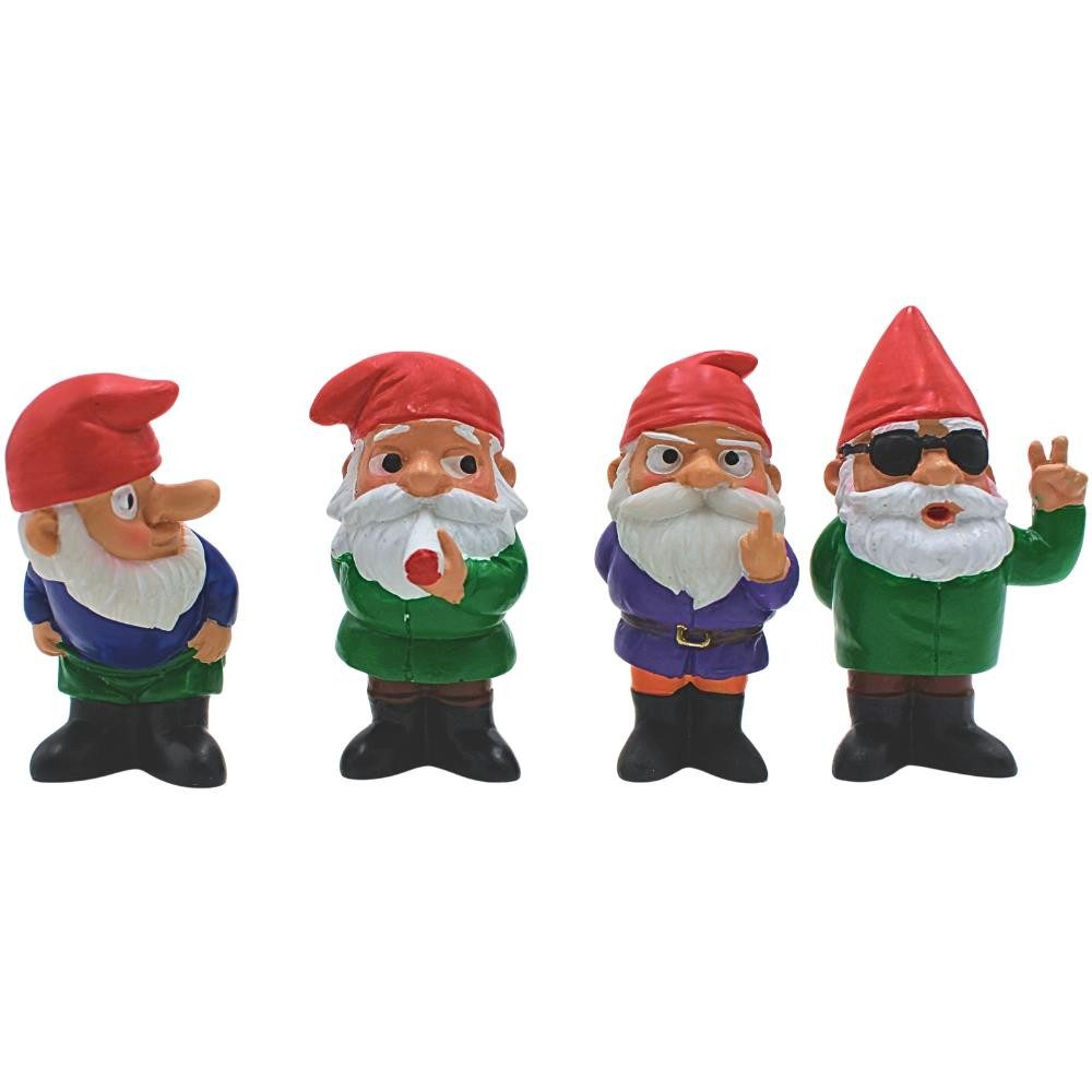Dekohelden24 Dekofigur 4er Set unanständige Gartenzwerge, Gartenzwerge lustig, Geschenk für (1 St)
