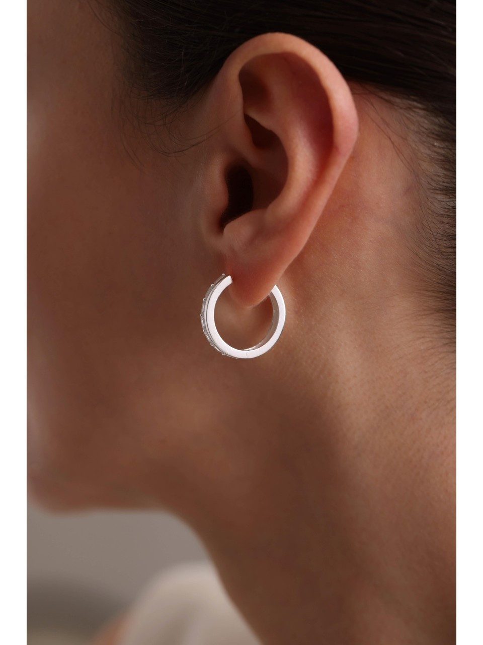 Nisan Ohrring-Set, 925 Silber Runder Creolen-Ohrring mit Zirkonia, Rhodium-Beschichtung