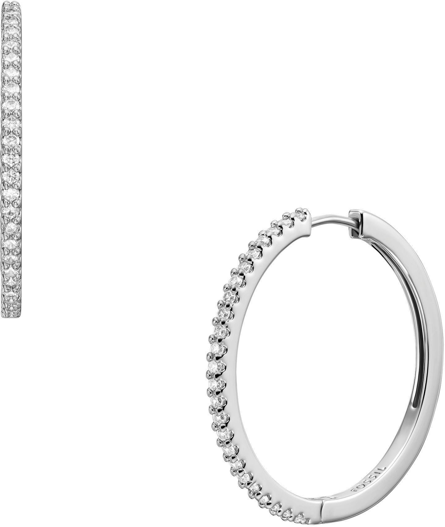 Fossil Paar Creolen Schmuck Geschenk Metall Ohrringe Ellis, mit Zirkonia (synth)