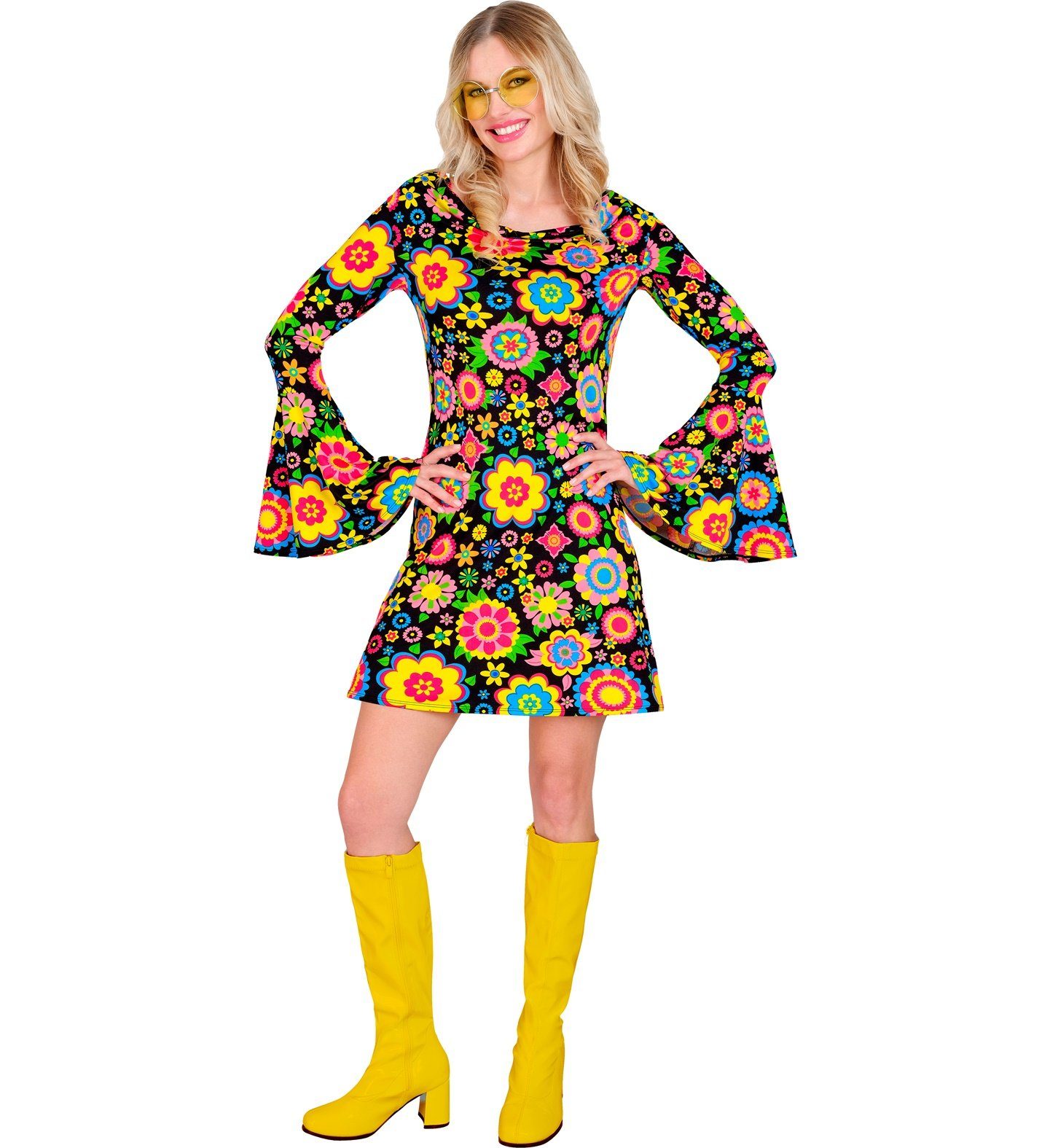 Widmann S.r.l. Kostüm Retro Damen Kleid 'Colorful Flowers', Mehrfarbig