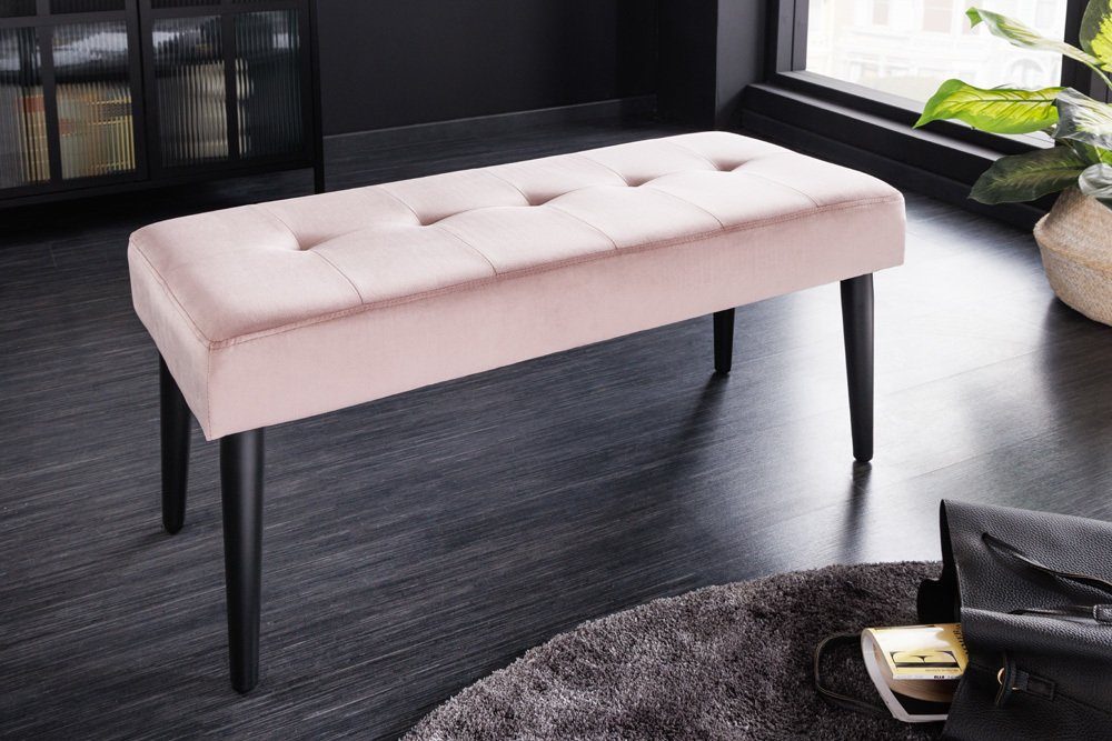 riess-ambiente Sitzbank BOUTIQUE 95cm rosa / schwarz (1-St), Samt · Metall  · Polster · Esszimmer · Schlafzimmer · Flur