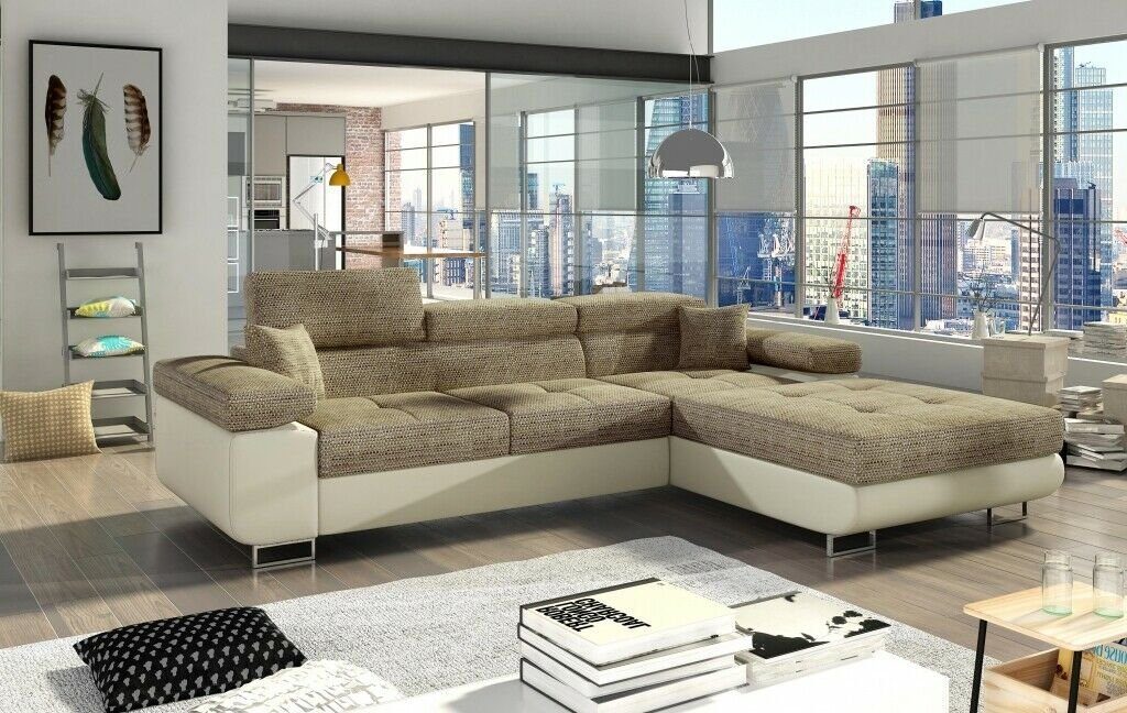 JVmoebel Ecksofa Moderne Graue Wohnlandschaft L-Form Sofa luxus Eck-Couch Neu, Made in Europe Beige