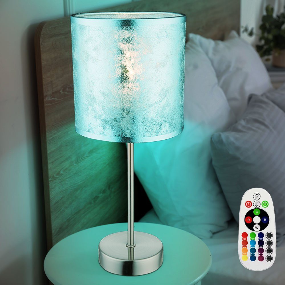 Schlaf Tischleuchte, etc-shop Leuchte LED Leuchtmittel Warmweiß, Stoff Zimmer Tisch inklusive, Gäste Lese Lampe Farbwechsel,